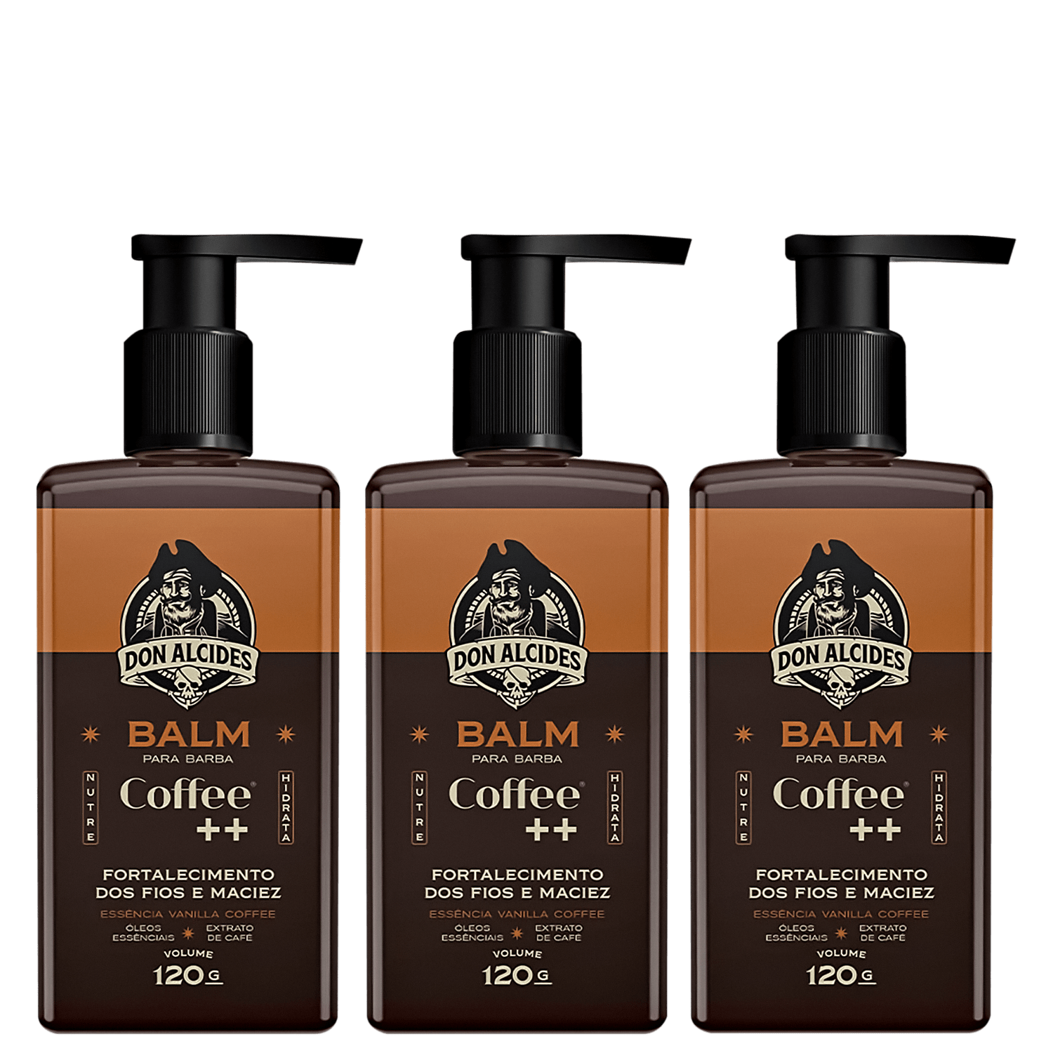 3X BALM HIDRATANTE PARA BARBA 120G COFFEE MAIS DON ALCIDES