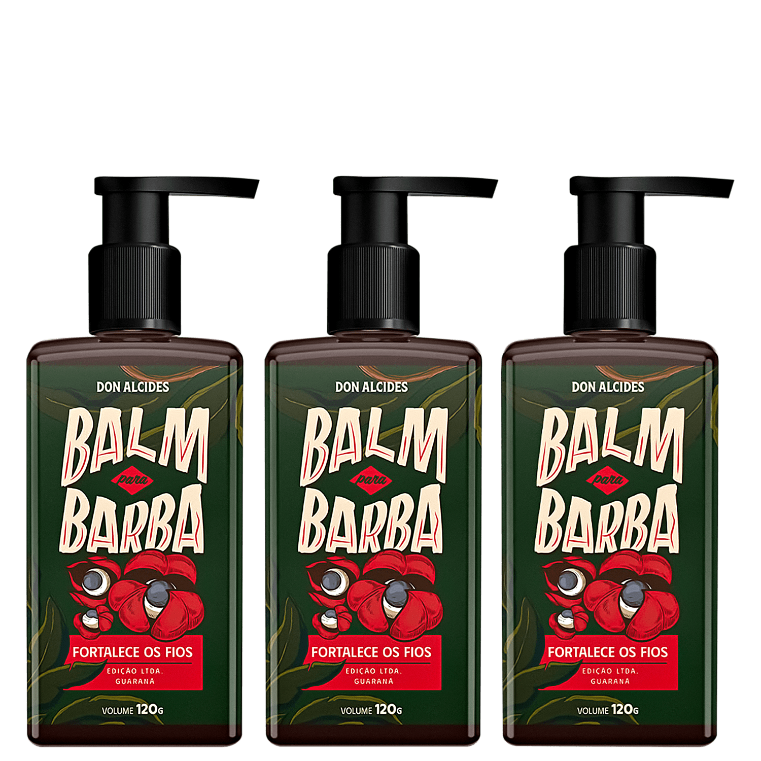 3X BALM HIDRATANTE PARA BARBA 120G GUARANA DON ALCIDES