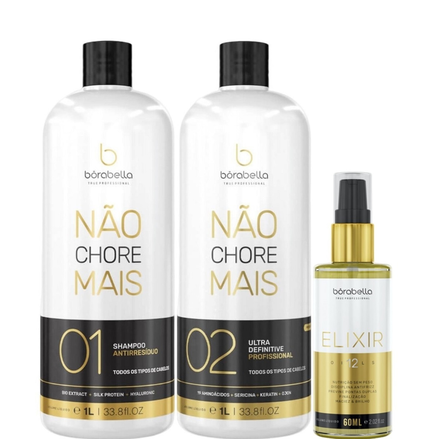 Kit Borabella Não Chore Mais + Elixir 12 Óleos (3 Produtos)