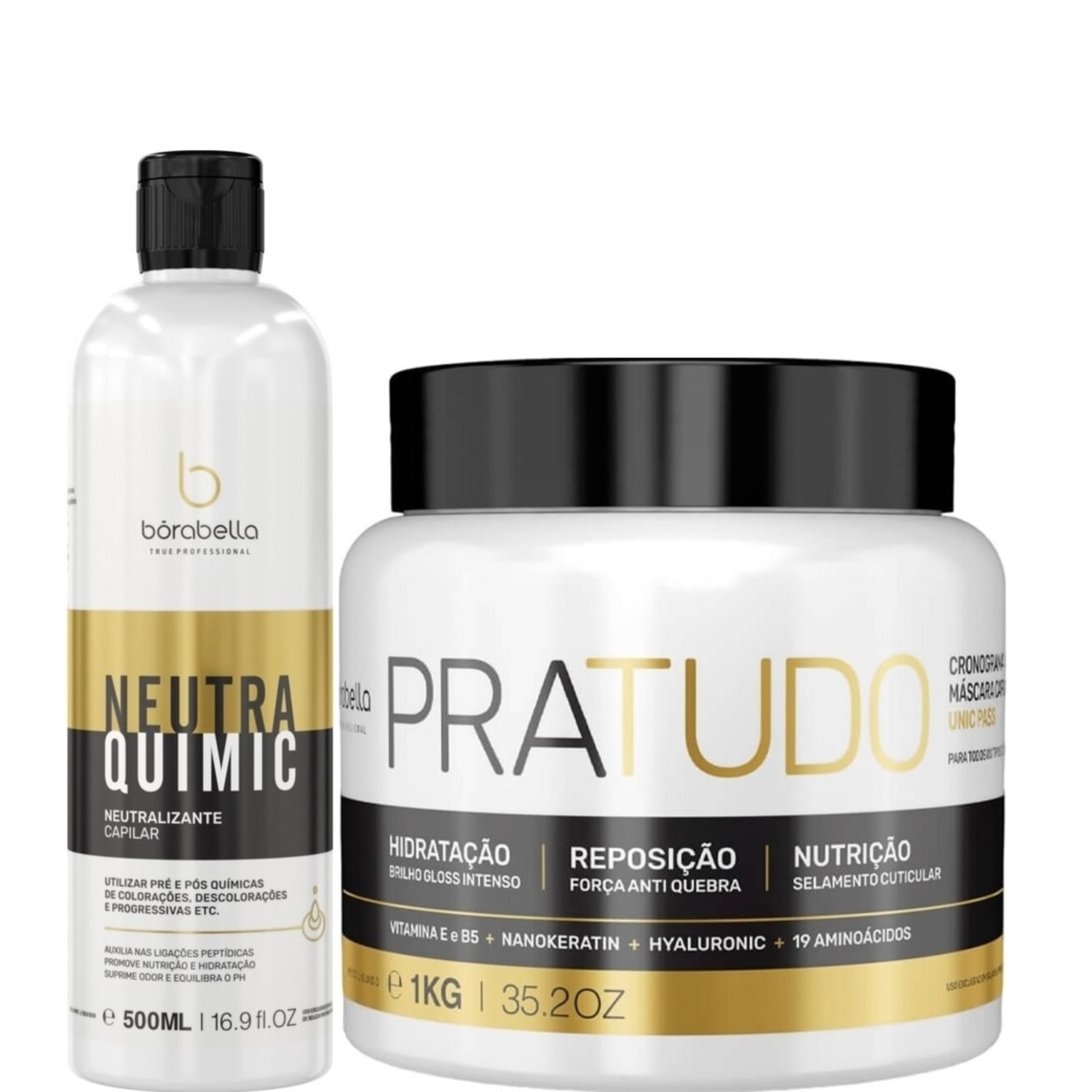 Borabella Neutra Quimic 500ml + Máscara Pratudo 1kg