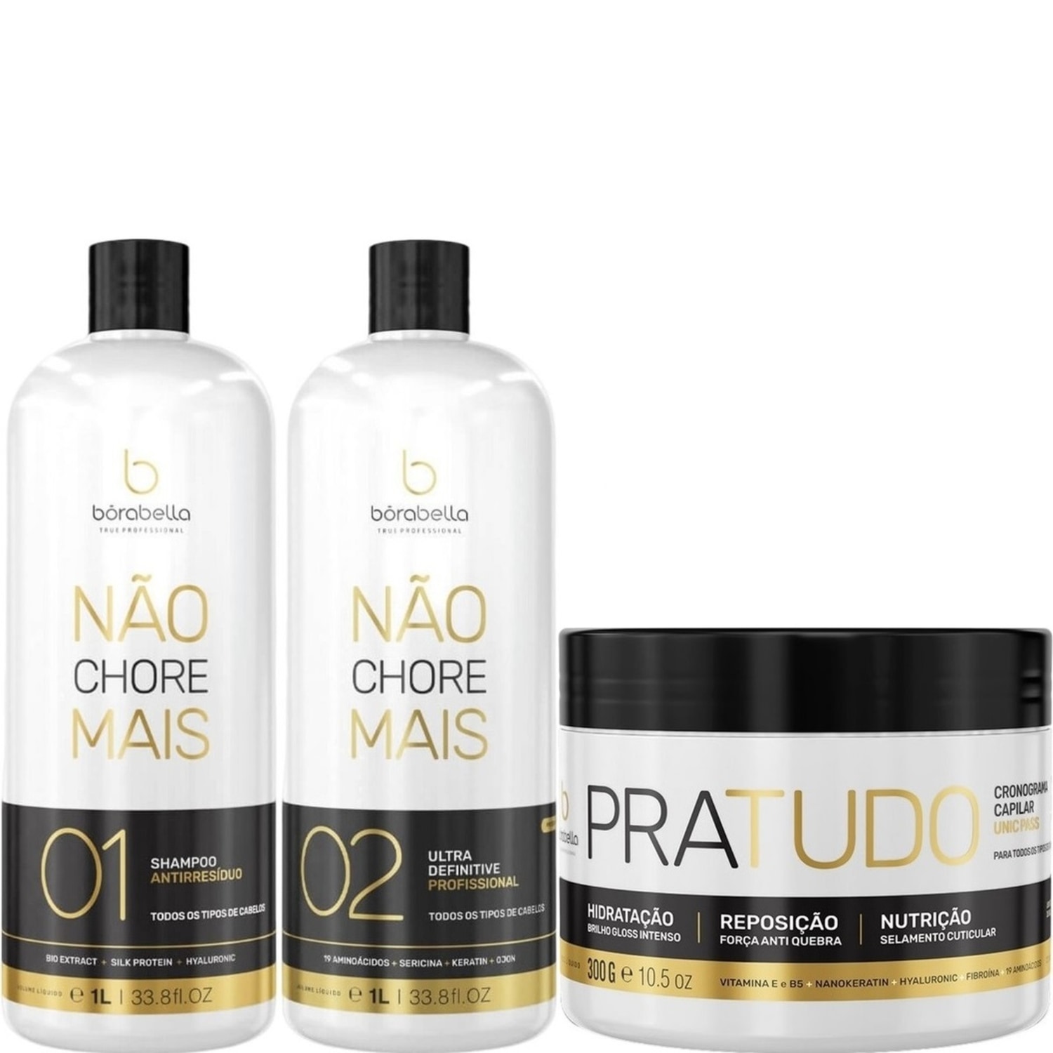 Borabella Não Chore Mais Kit 2x1L + Máscara Pratudo 300g