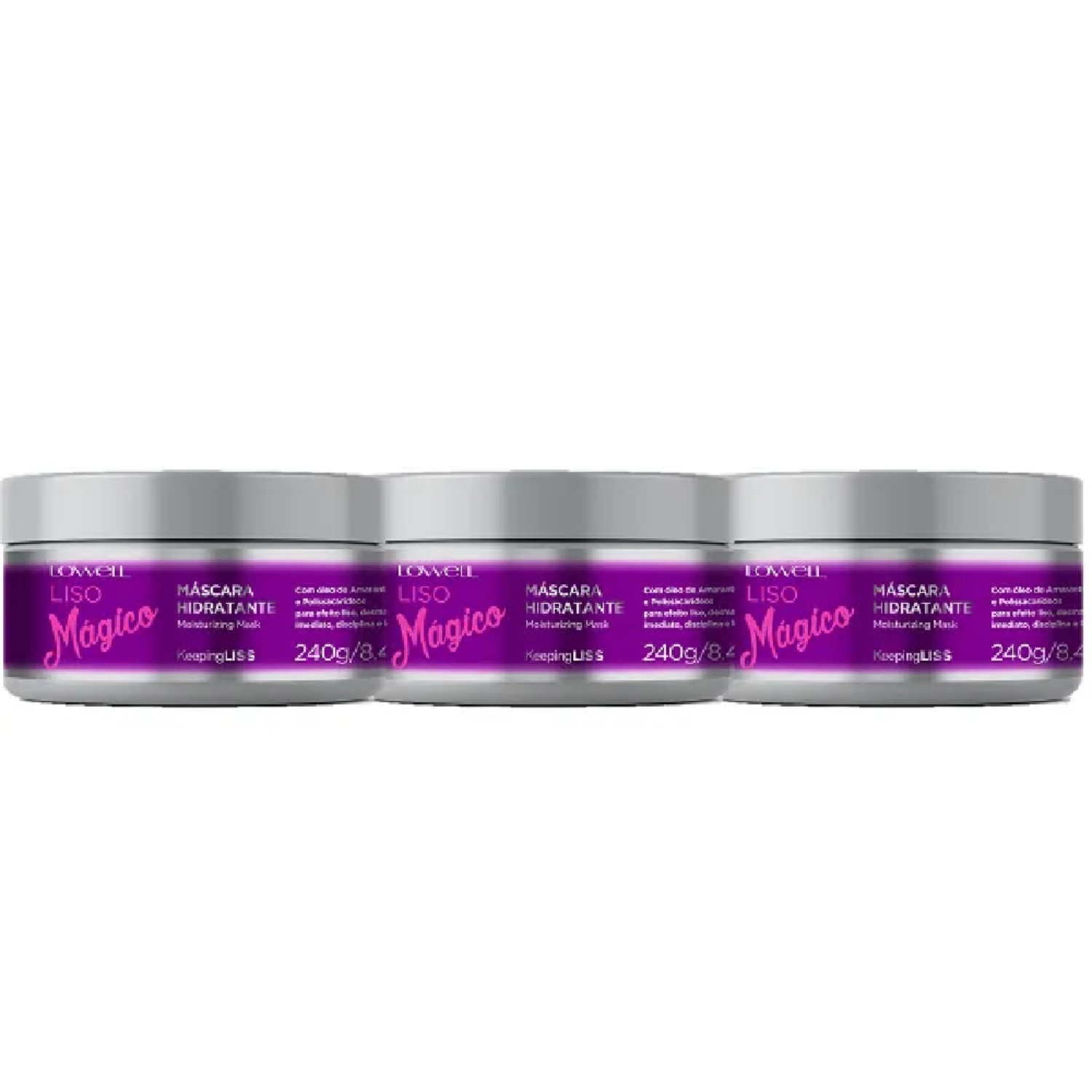 Kit Lowell Liso Magico Máscara Hidratante Trio (3 Produtos)