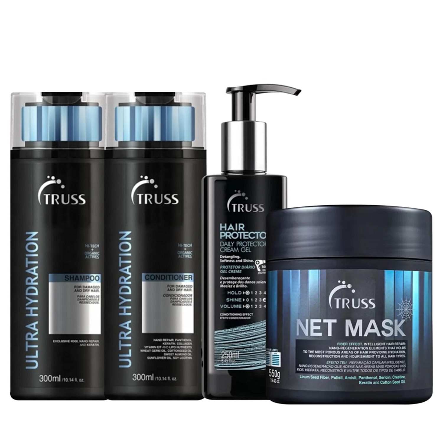 Kit Truss Ultra Hydration - Shampoo 300ml + Condicionador 300ml + Net Mask 550g + Hair protector 250ml
