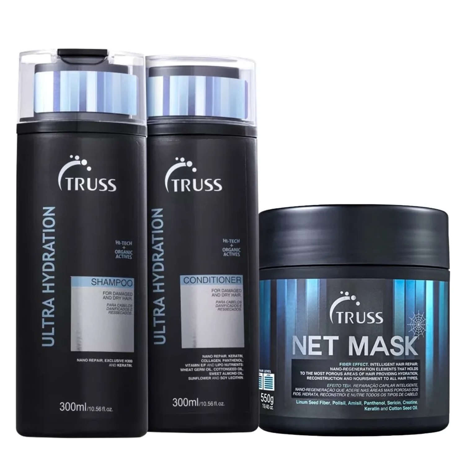 Kit Truss Ultra Hydration - Shampoo 300ml + Condicionador 300ml + Net Mask 550g
