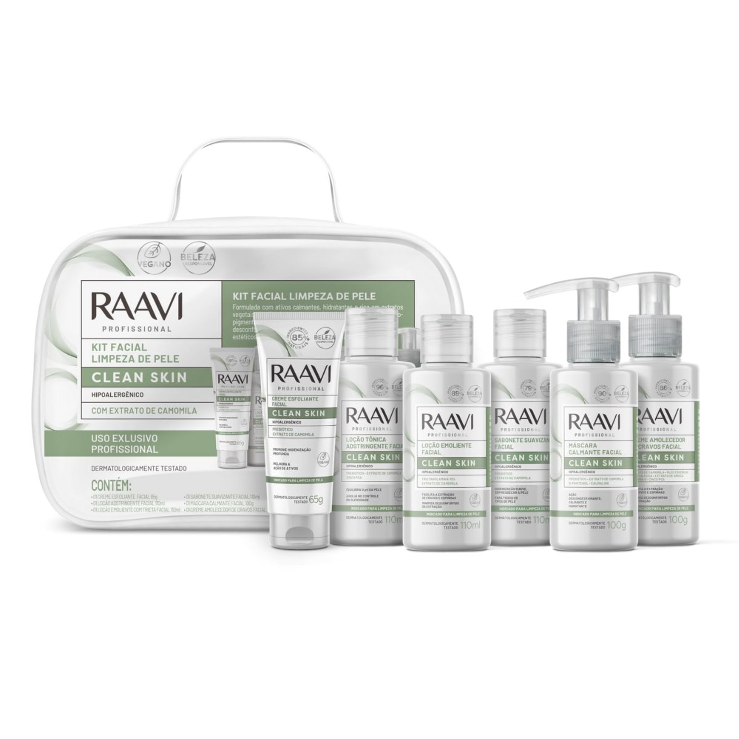 Kit Facial Limpeza De Pele Clean Skin Raavi - 6 itens