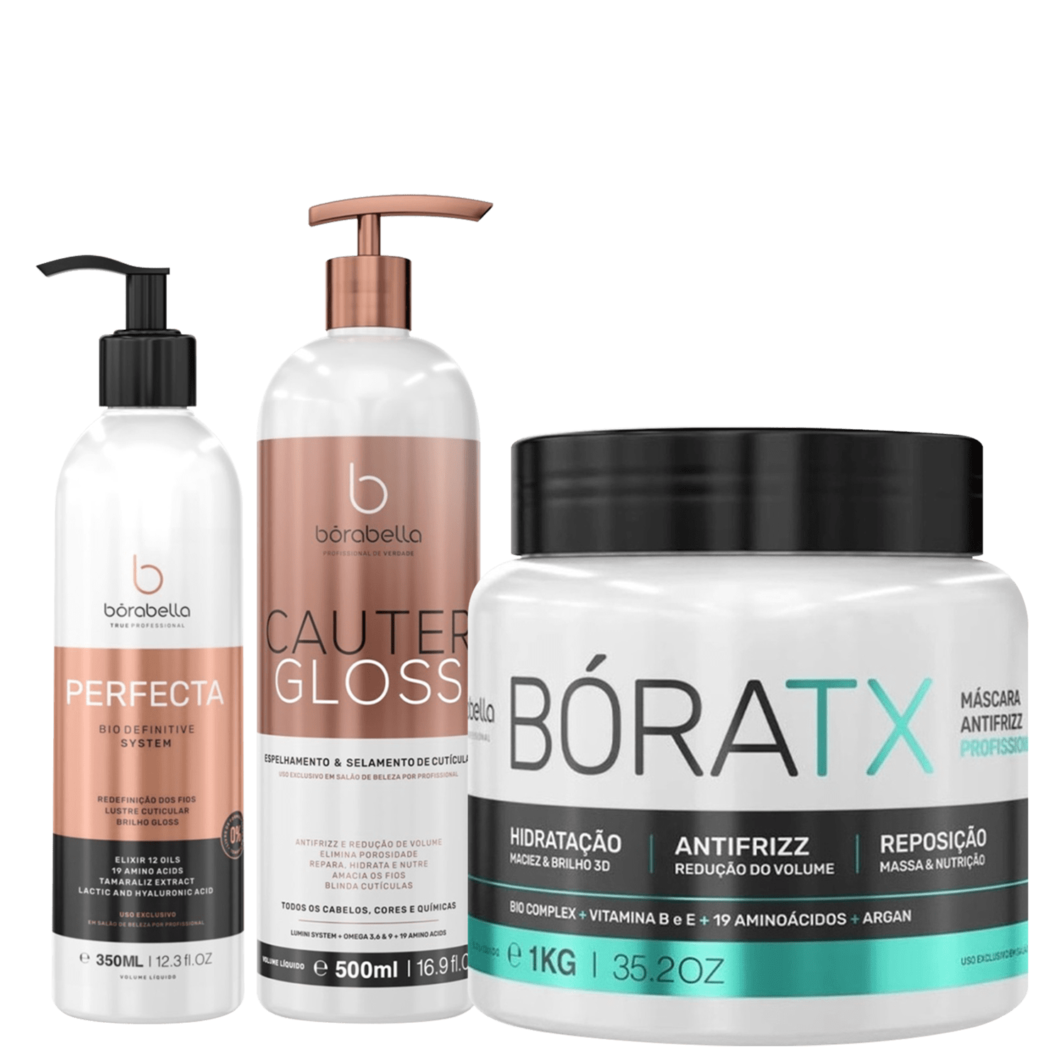 Kit Borabella Cauter Gloss + Perfecta + Bóratx (3 Produtos)