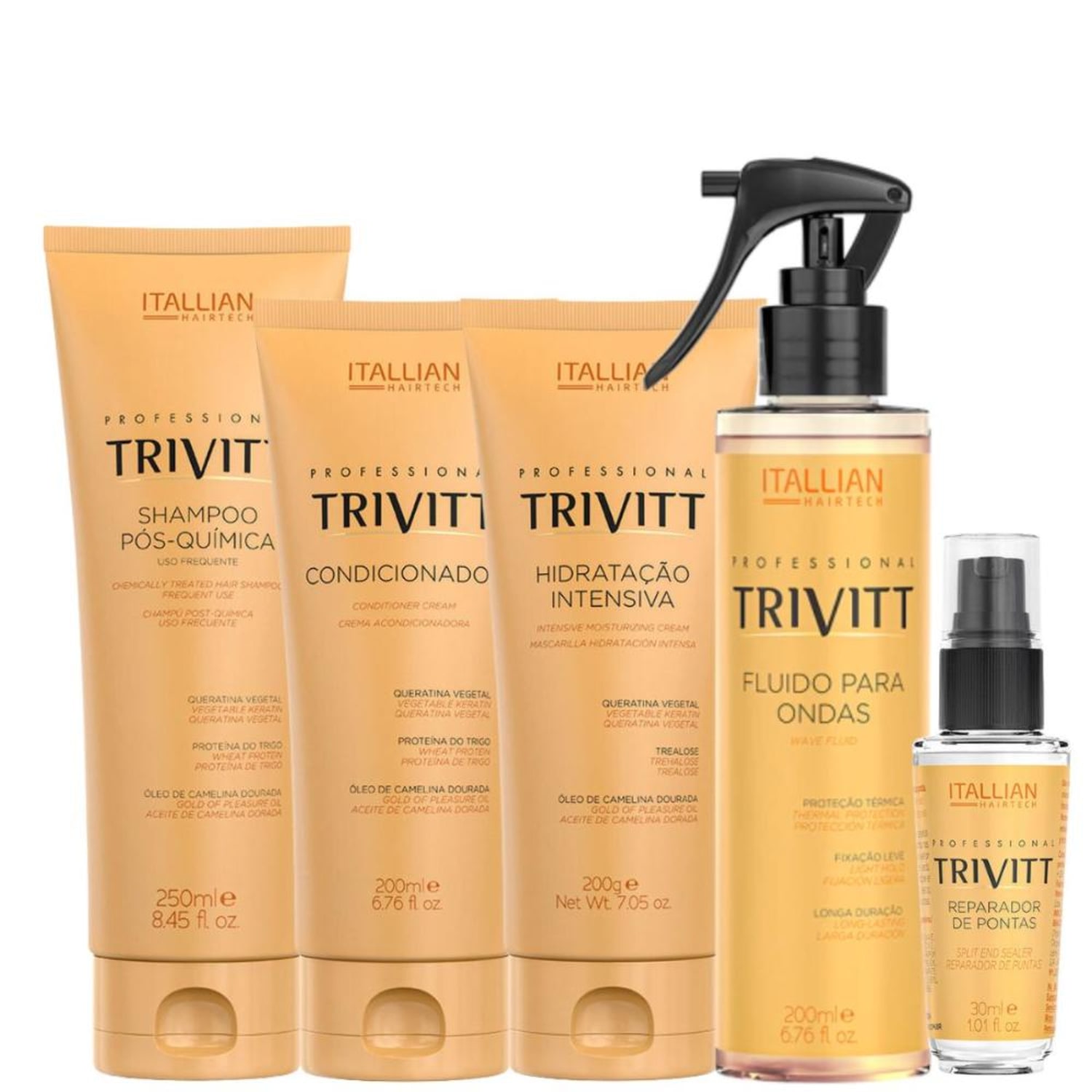 Trivitt Kit Fluído Para Ondas 200ml + Kit Homecare Com Hidratação + Reparador De Pontas 30ml
