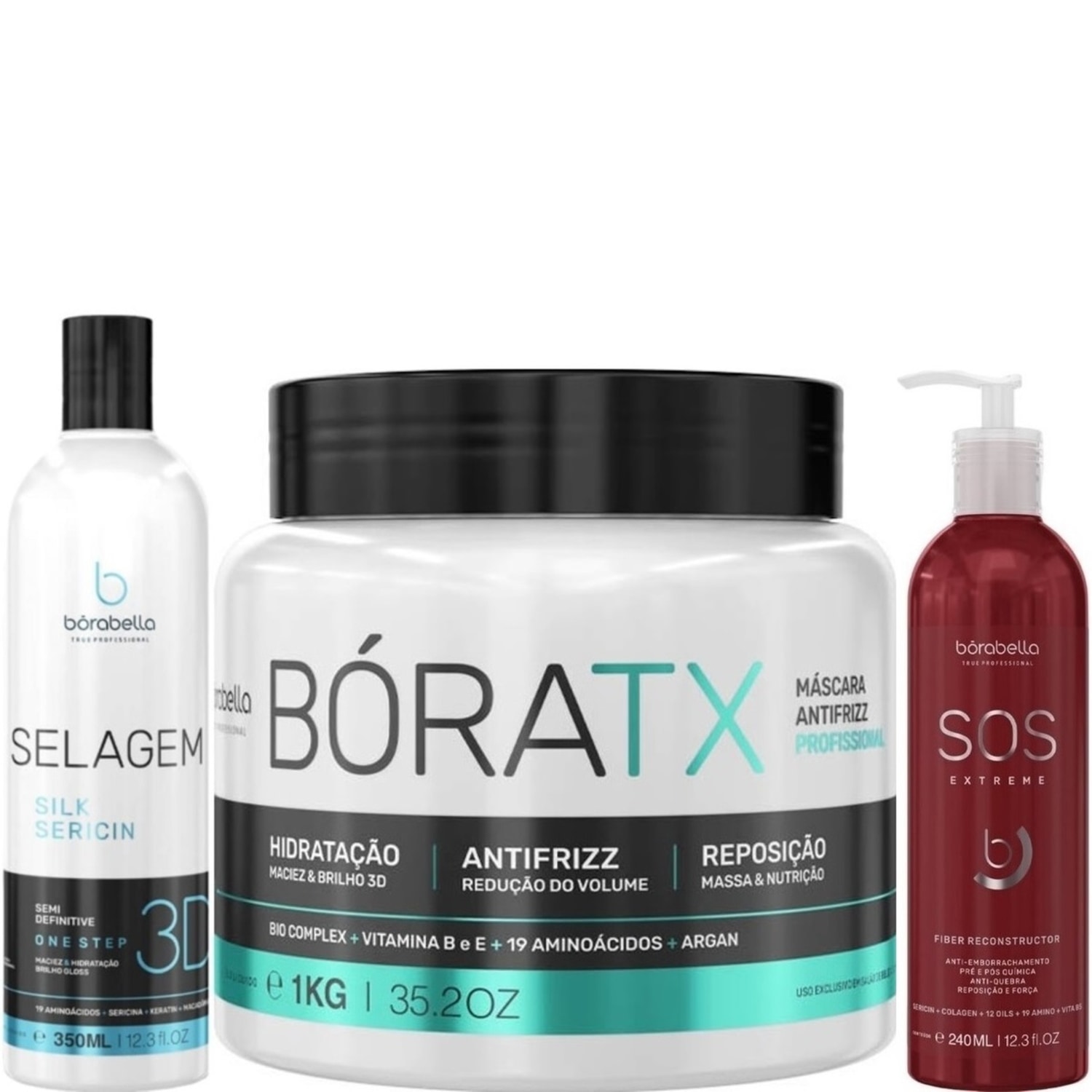 Kit Borabella Organic 3D SOS Extreme BóraTX (3 Produtos)
