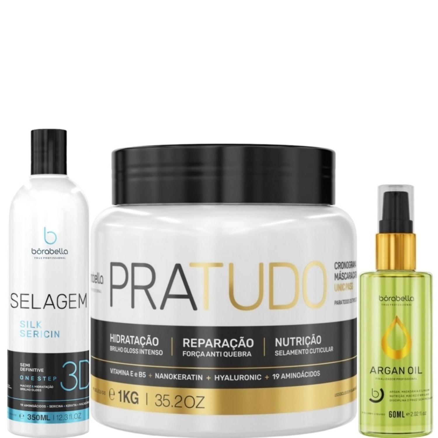 Kit Borabella Organic 3D Pra Tudo Argan Oil (3 Produtos)