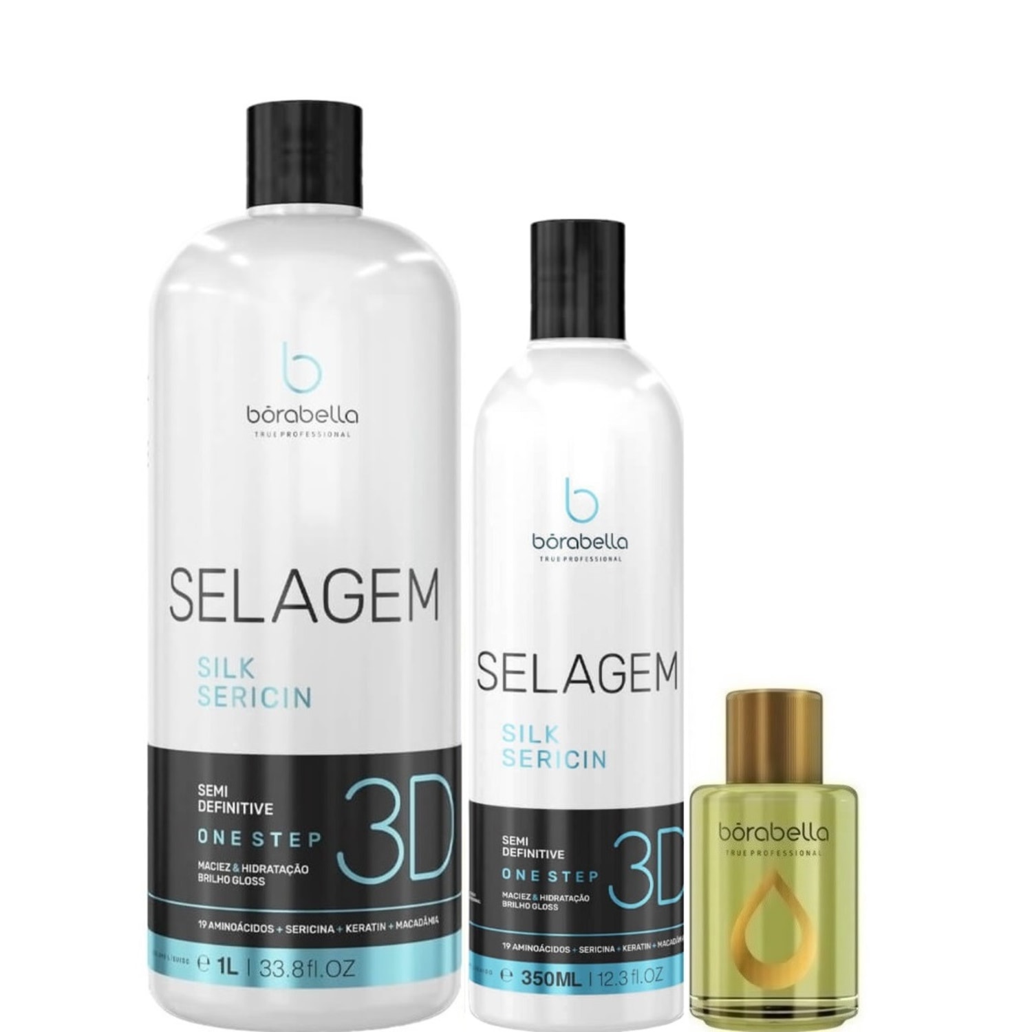Kit Borabella Selagem Organic 3D Double Pro Argan (3 Produtos)