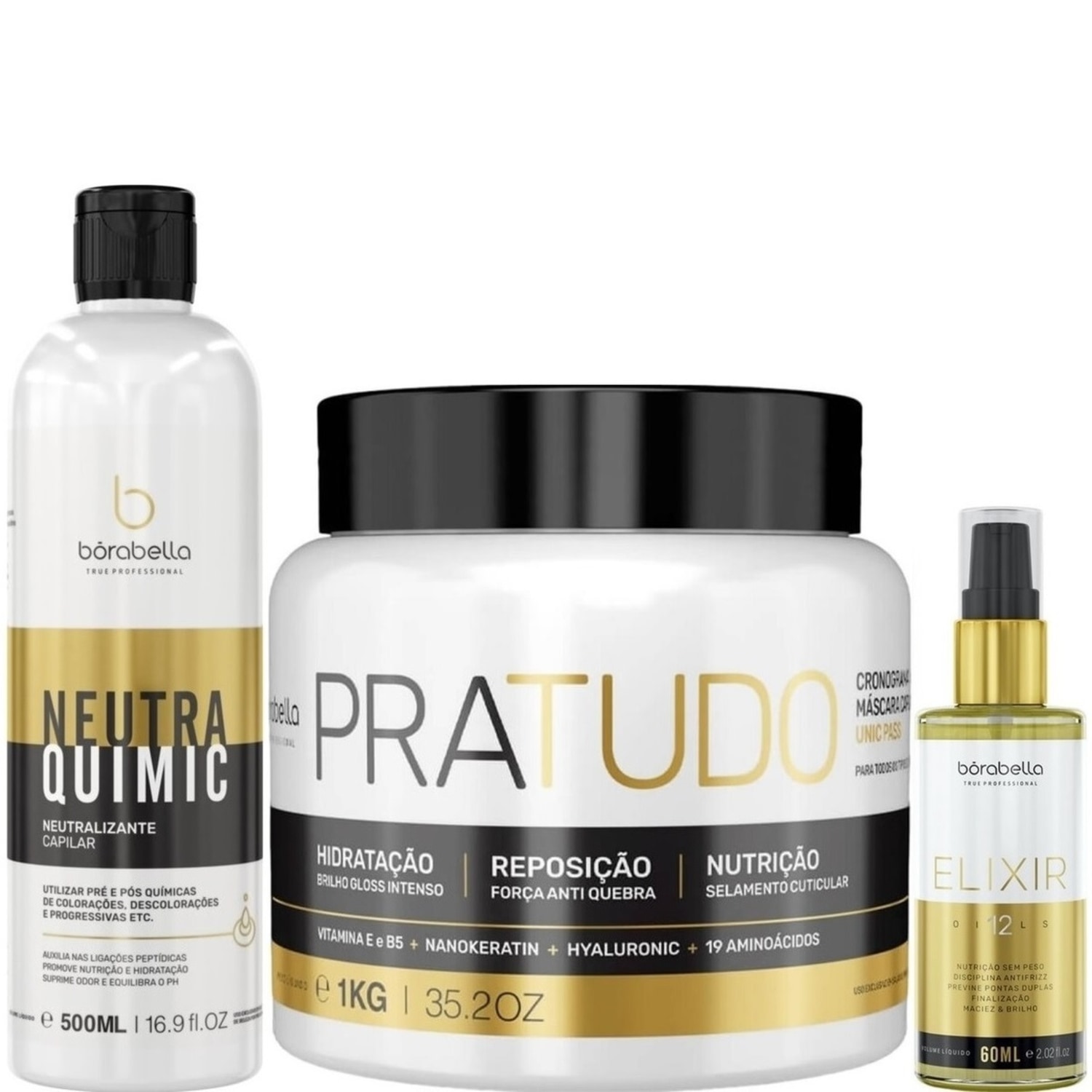 Kit Borabella Neutra Pra Tudo Elixir (3 Produtos)