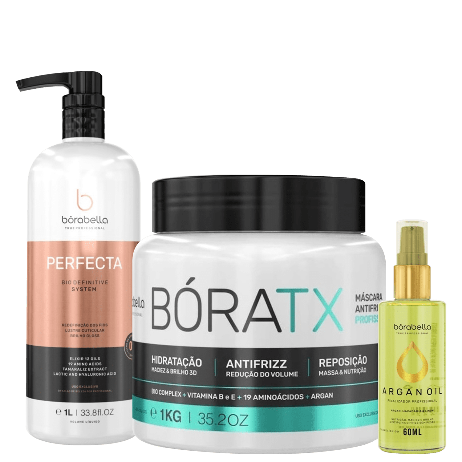 Kit Borabella Perfecta Argan BoraTX (3 Produtos)