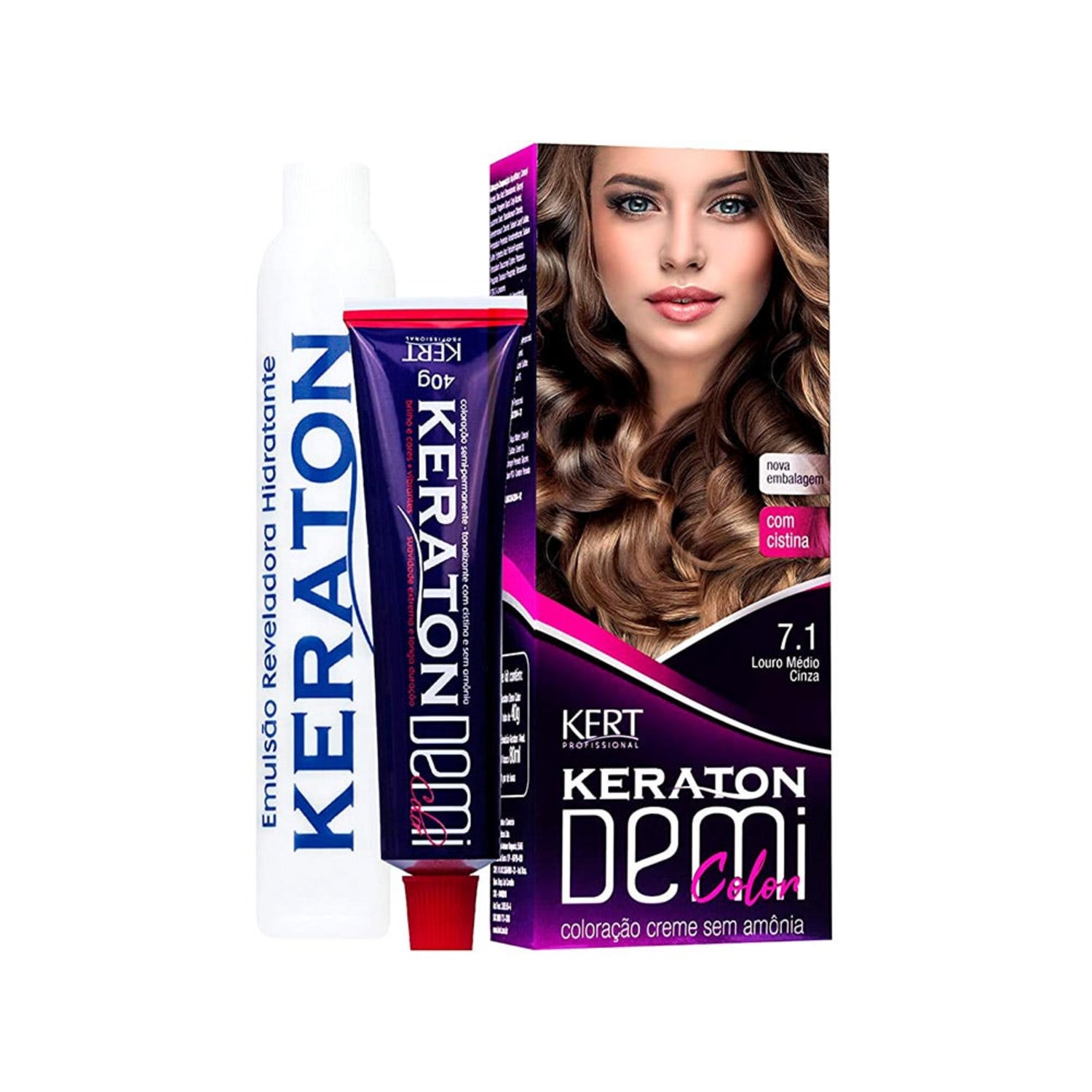 Keraton Demi Color 7.1 Louro Médio Cinza - Tonalizante Capilar 120g