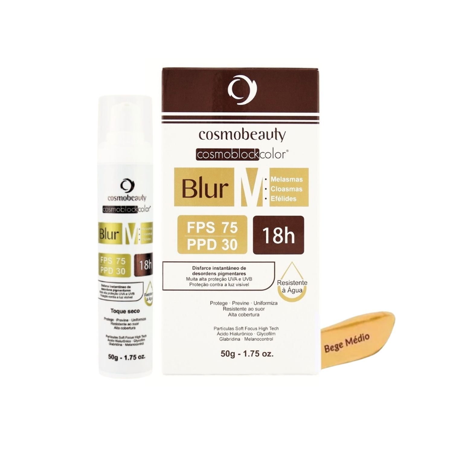 Cosmobeauty Blur M FPS 75 PPD 30 Bege Médio - Protetor Solar 50g