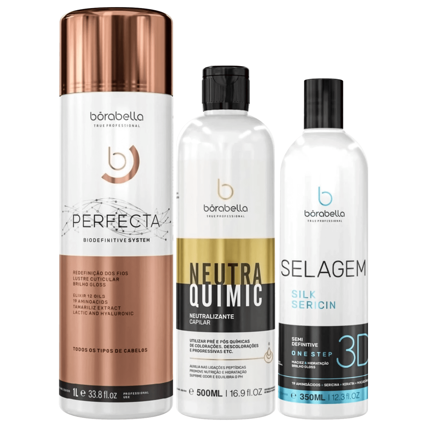 Kit Borabella Perfecta + NeutraQuimic + Selagem 3D (3 Produtos)