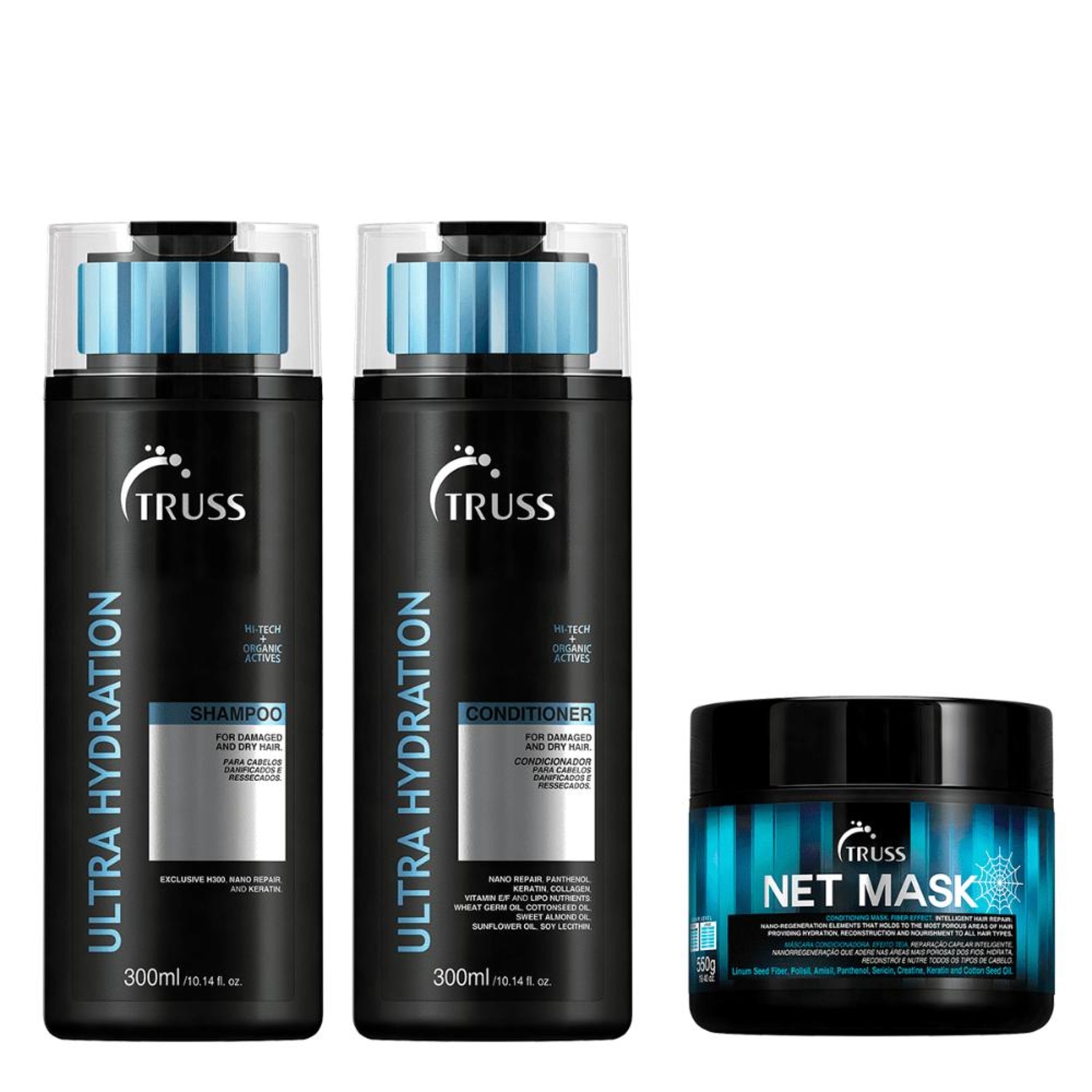 Kit Ultra Hydration Shampoo + Condicionador 300ml e Máscara Net Mask - Truss