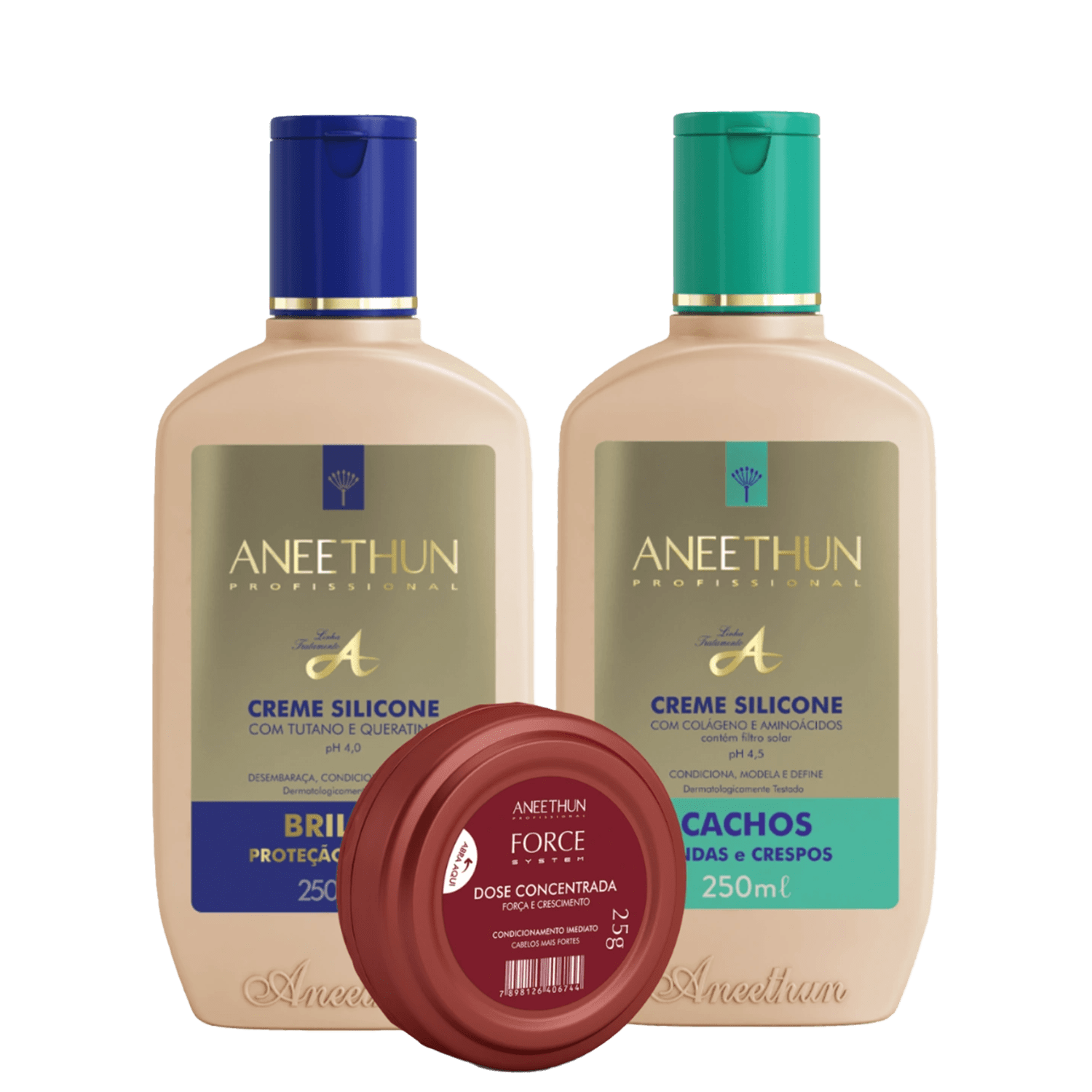 Kit Aneethun Linha A Creme de Silicone e Cachos e Dose Force