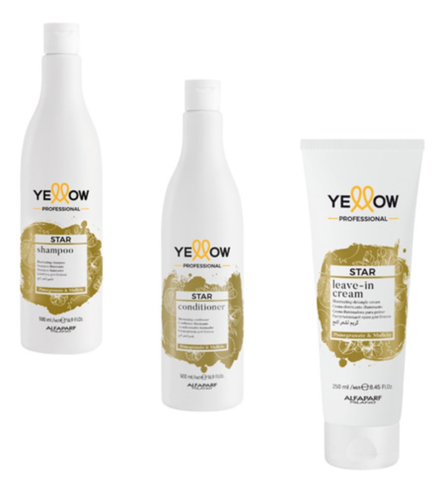 Shampoo Condicionador 500ml E Leave-in 250ml Yellow Star