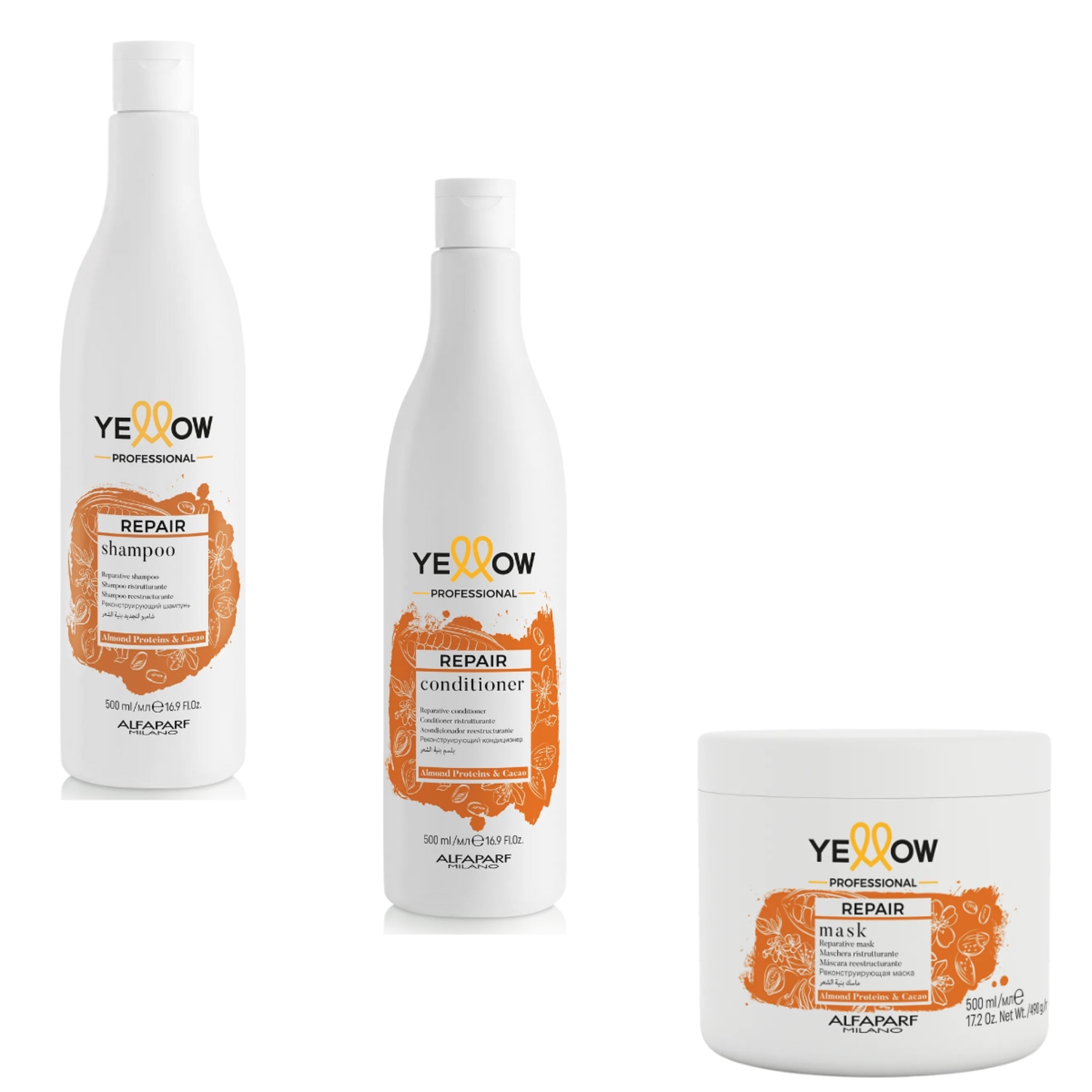Shampoo Condicionador e Máscara Yellow Repair 500ml