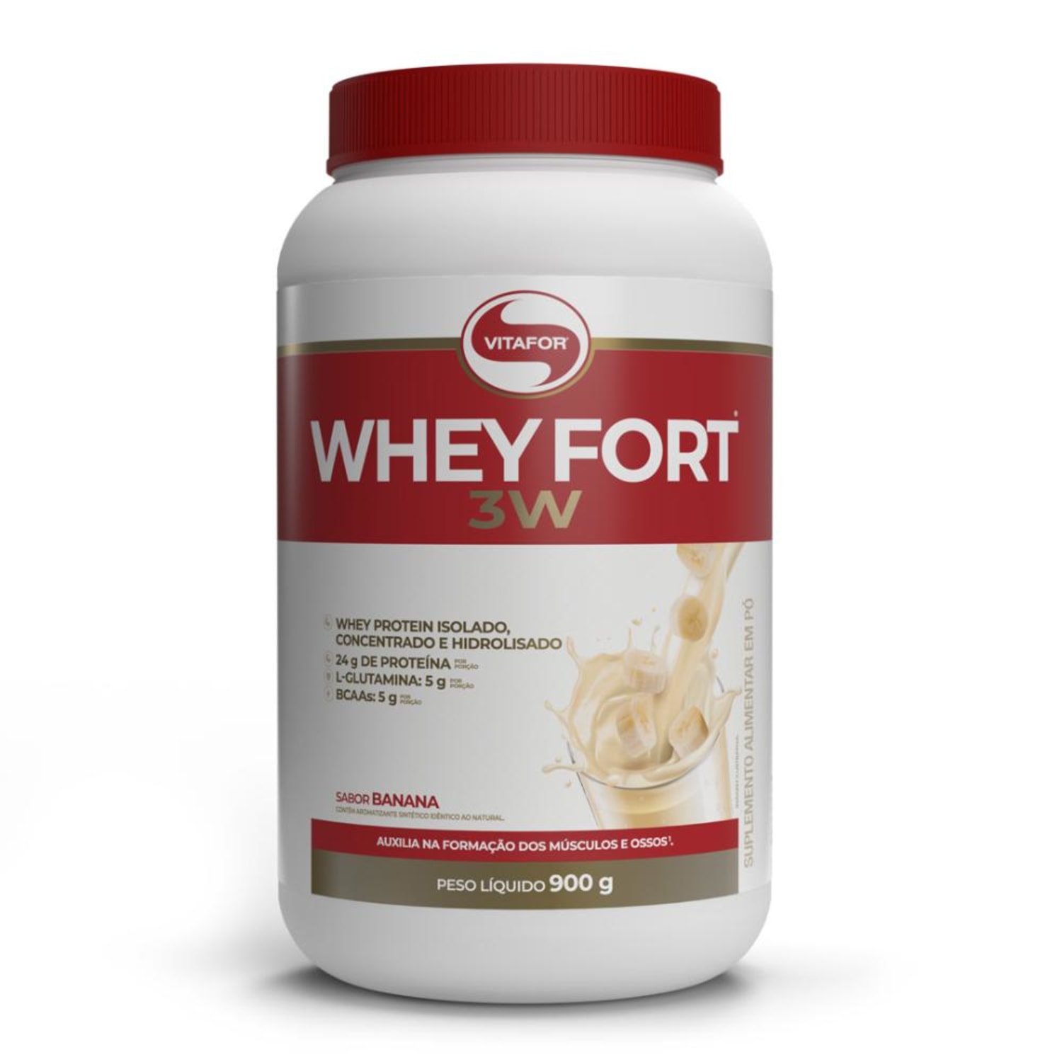 Vitafor Whey Fort 3W Banana - Suplemento Vitamínico 900g