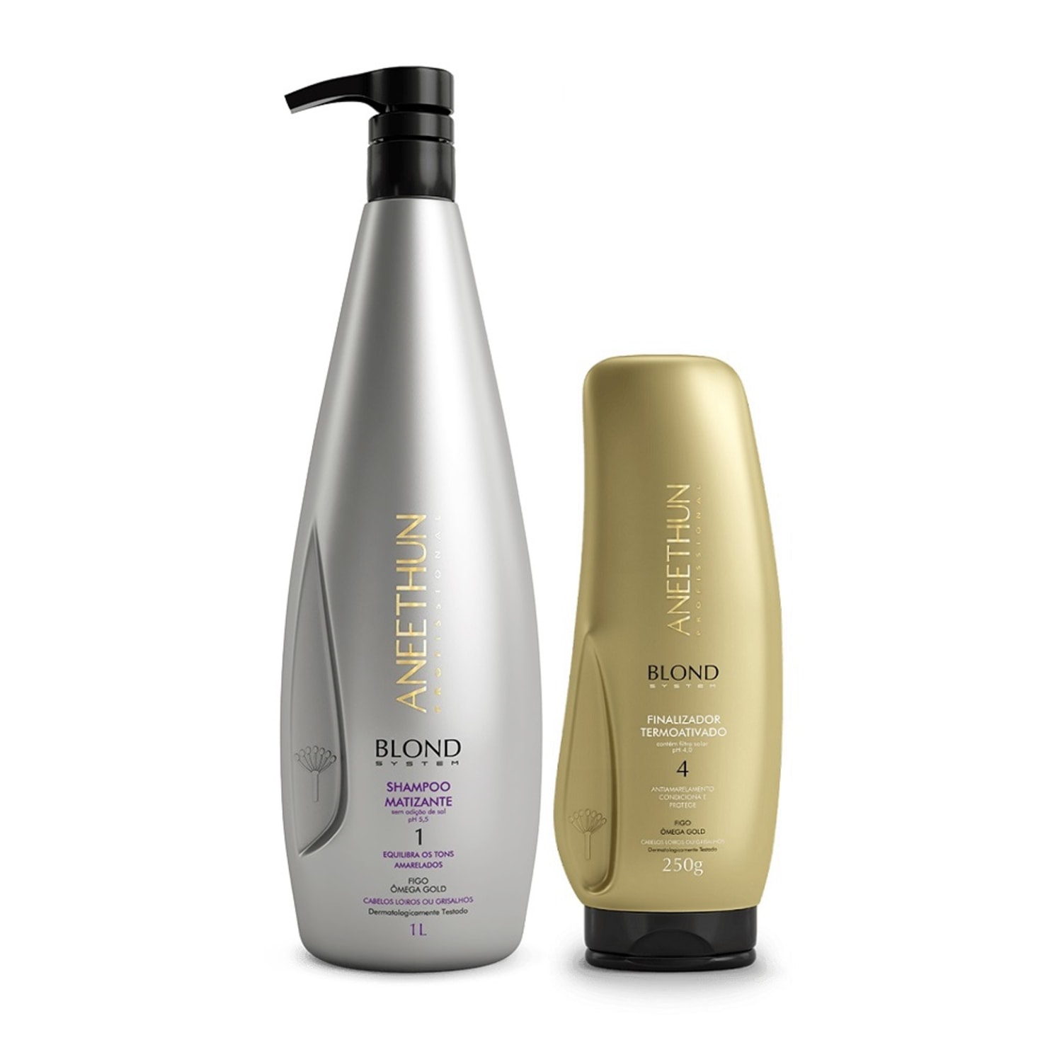 Kit Aneethun Blond System - Shampoo Matizante 1L + Finalizador Termoativado 250g
