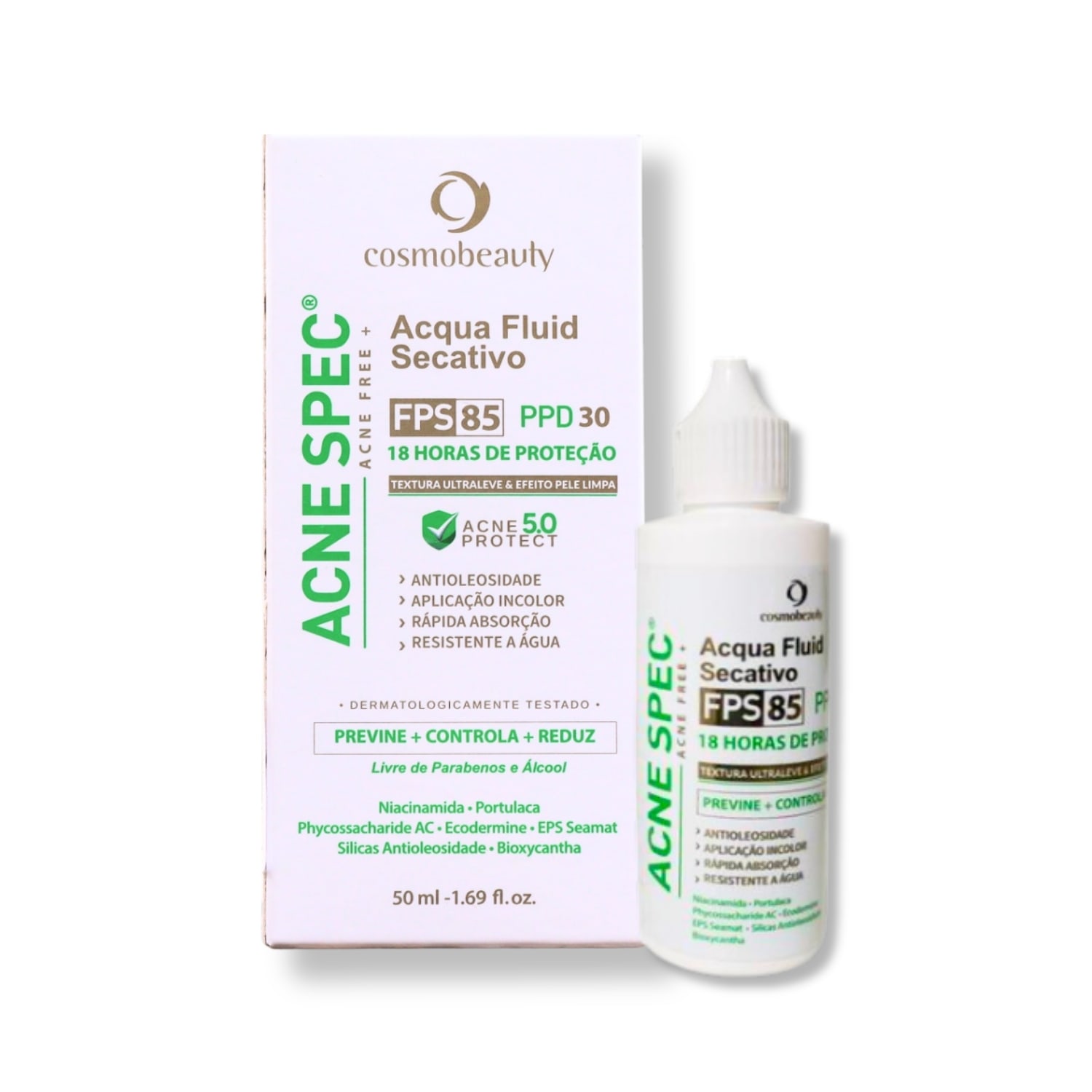 Cosmobeauty Acne Spec Acqua FPS 85 - Fluido Secativo para Acne 50ml