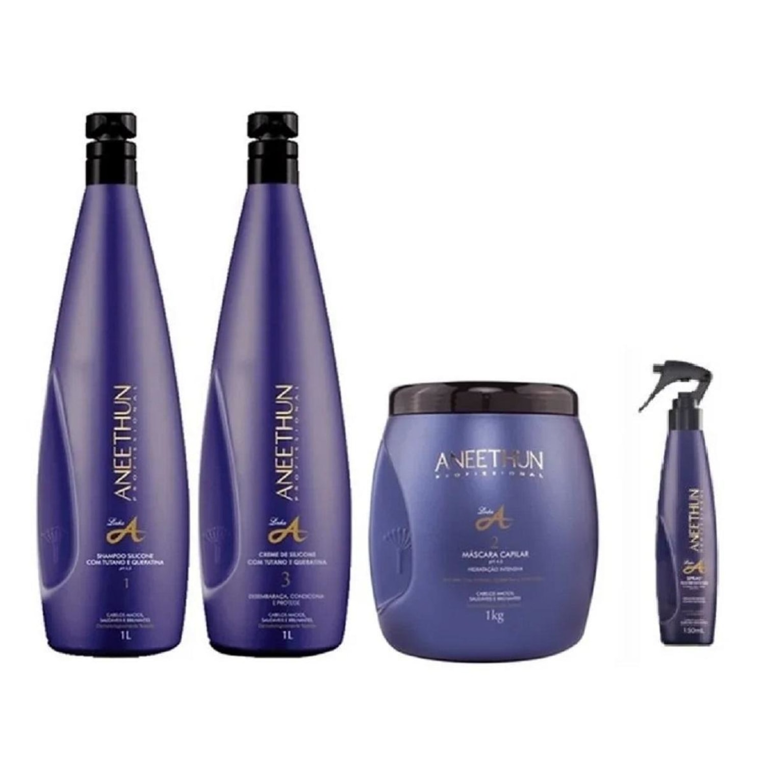 Kit Shampoo Creme e Máscara Aneethun Linha A Profissional