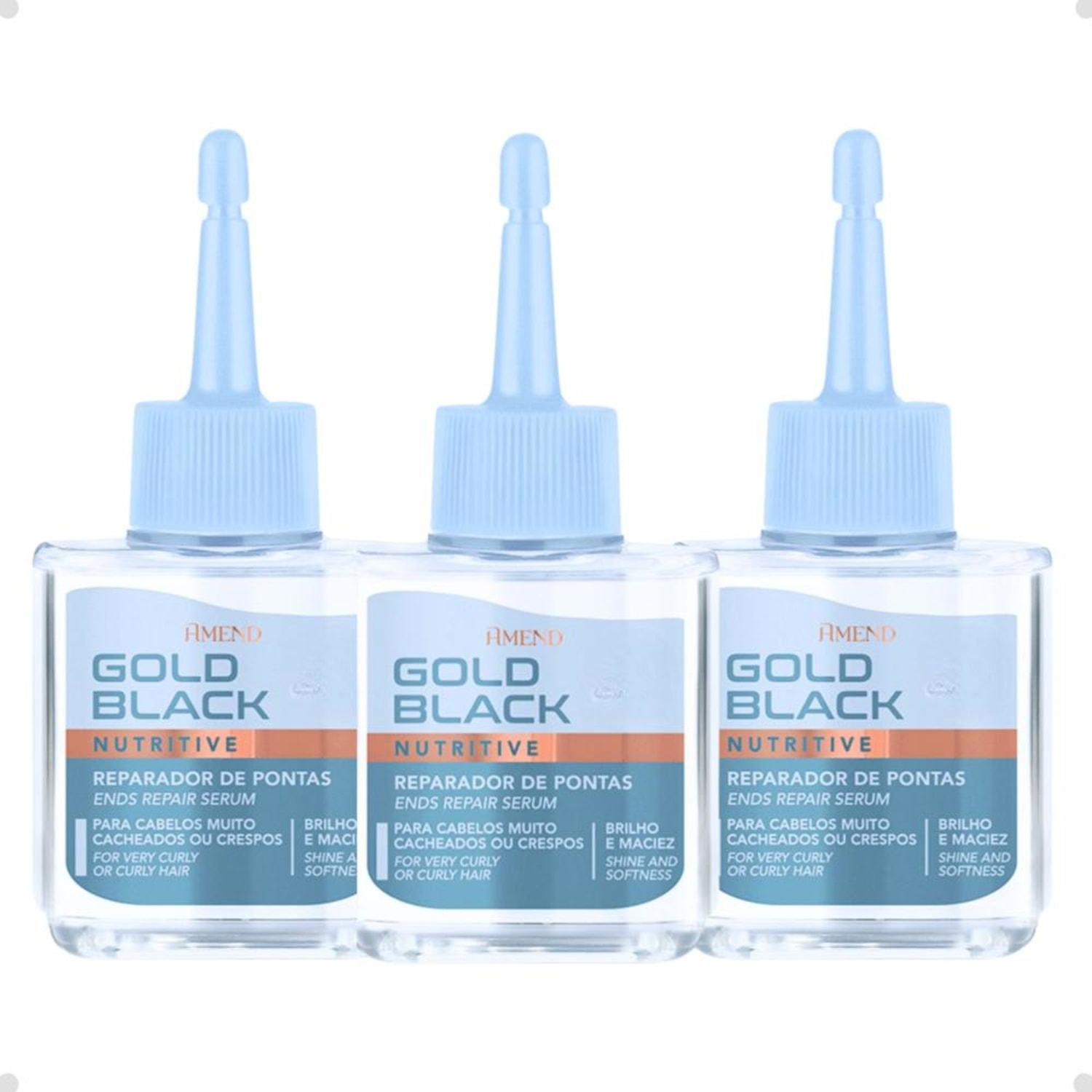 Kit Reparador de Pontas Amend Gold Black Nutritivo Com 3 30ml