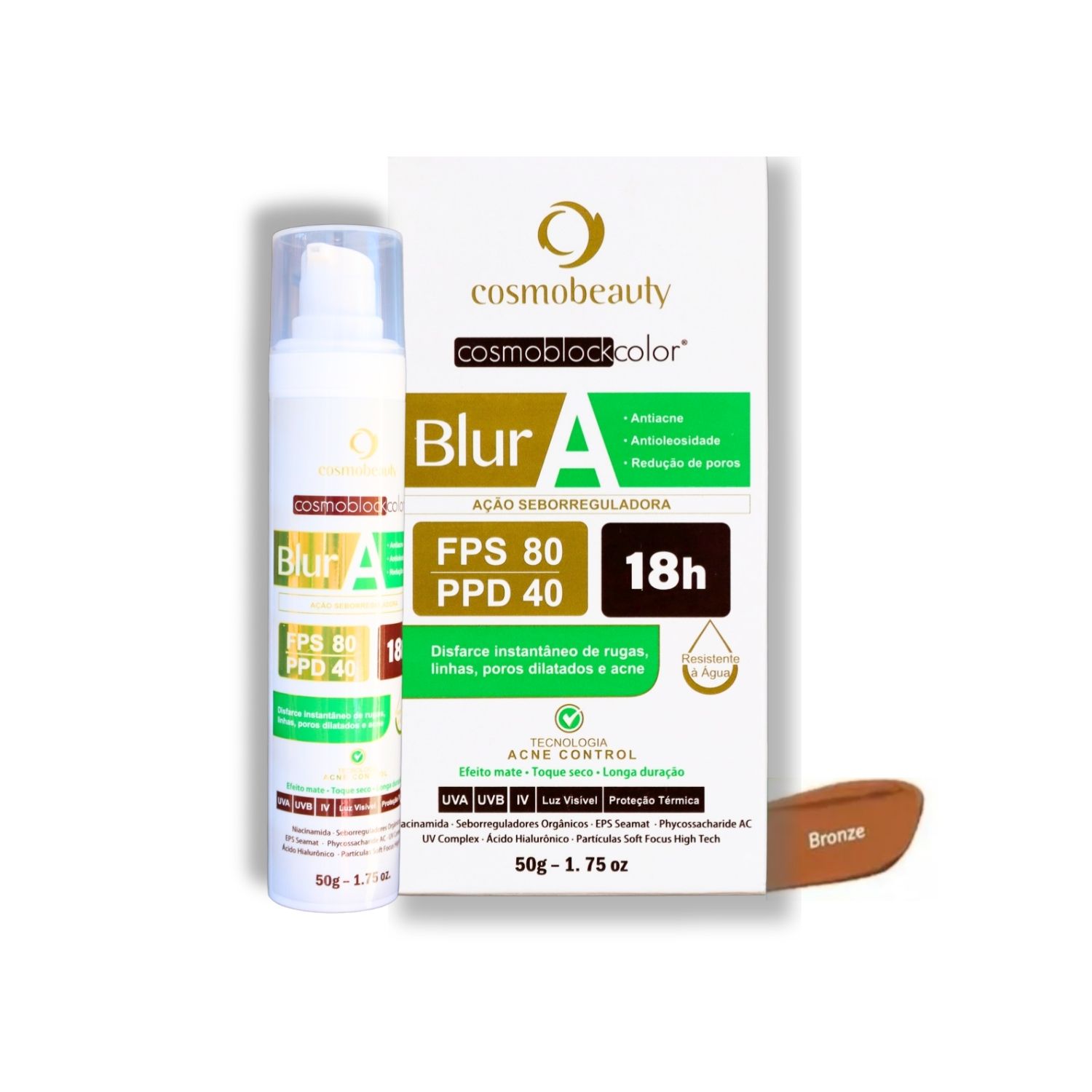 Cosmobeauty Cosmoblock Blur Anti Acne A FPS 80 Bronze - Protetor Solar 50g