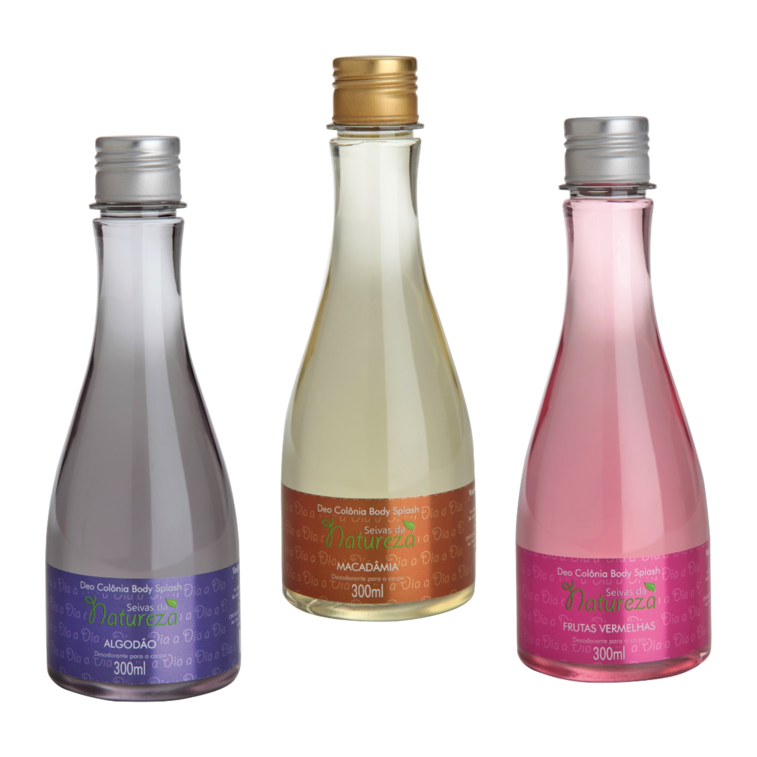 Kit 3 Deo Colônias Algodão, Macadâmia e Frutas Vermelhas