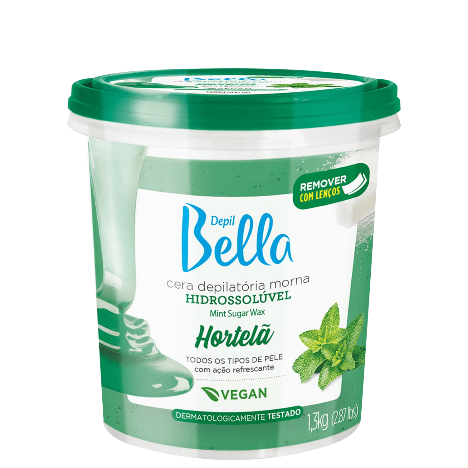 Depil Bella Hortelã - Cera Depilatória Morna Hidrossolúvel 1,3Kg