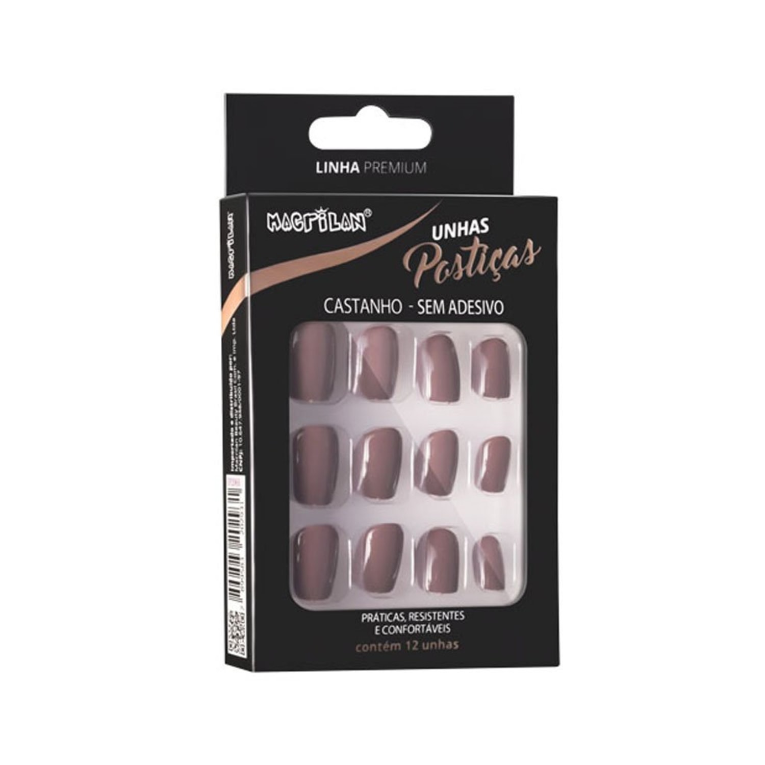 Unhas Postiças Tamanho Curto Marrom - Macrilan - UP206A