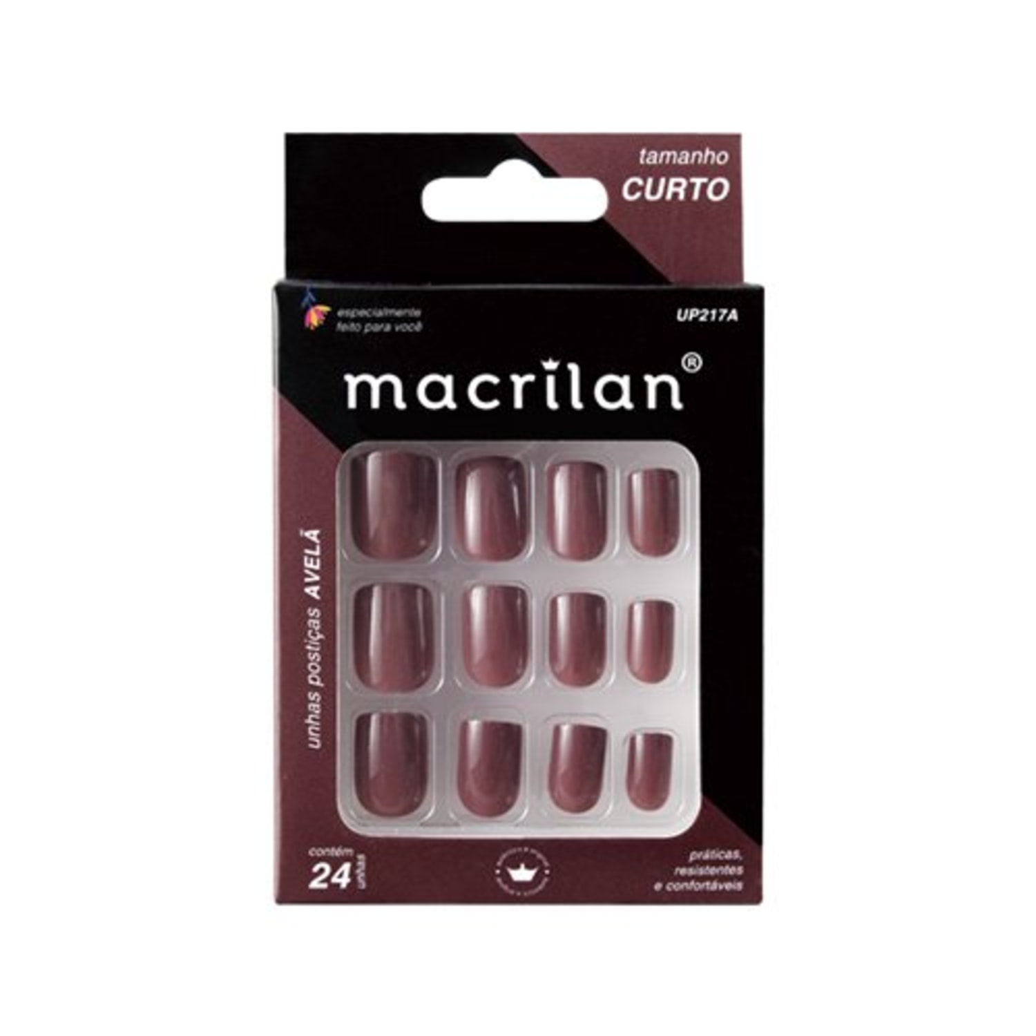 Unhas Postiças Tamanho Curto Avelã - Macrilan - UP217A