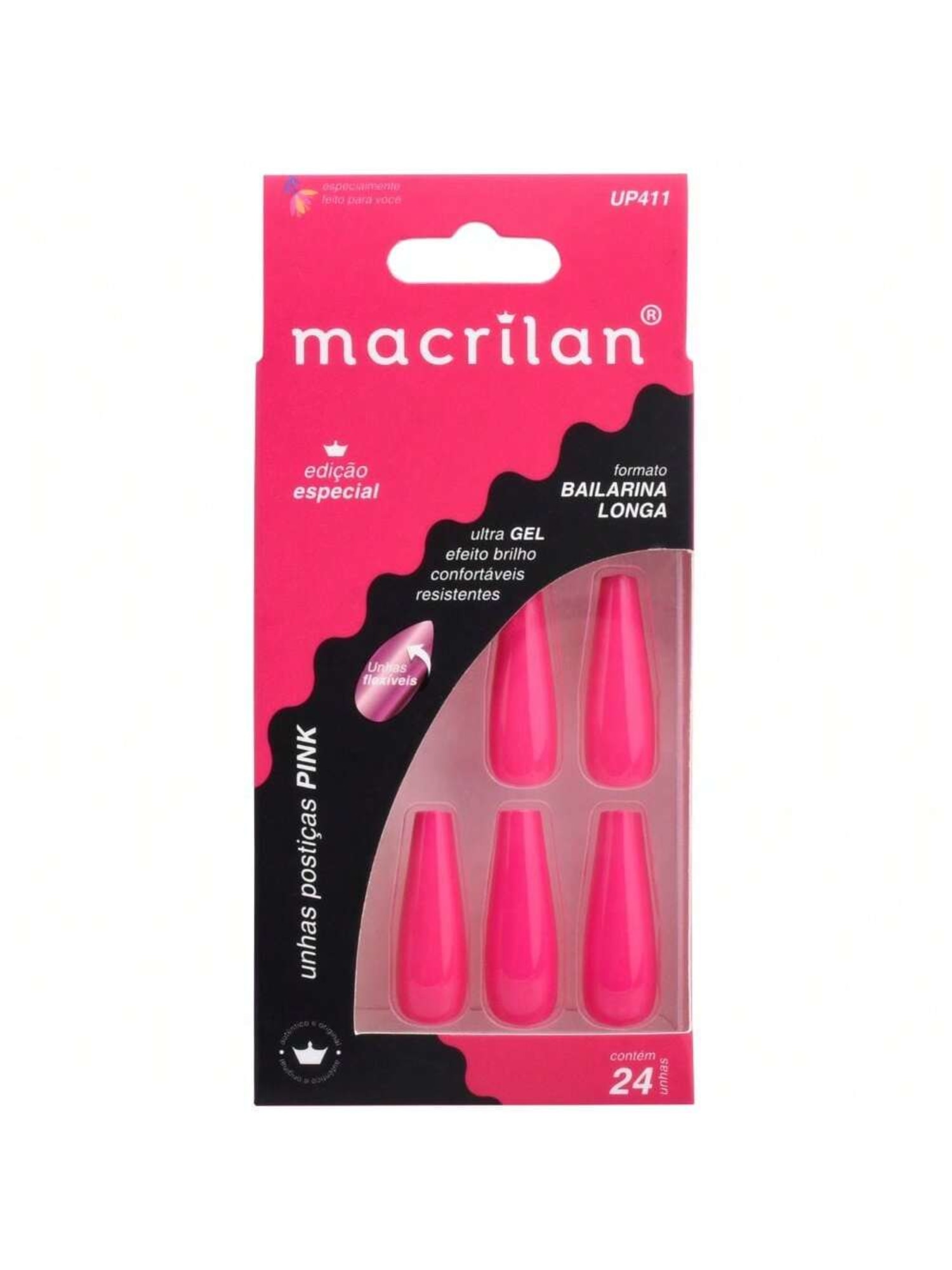 Unha Postiça Bailarina Longa Pink - Macrilan - UP411