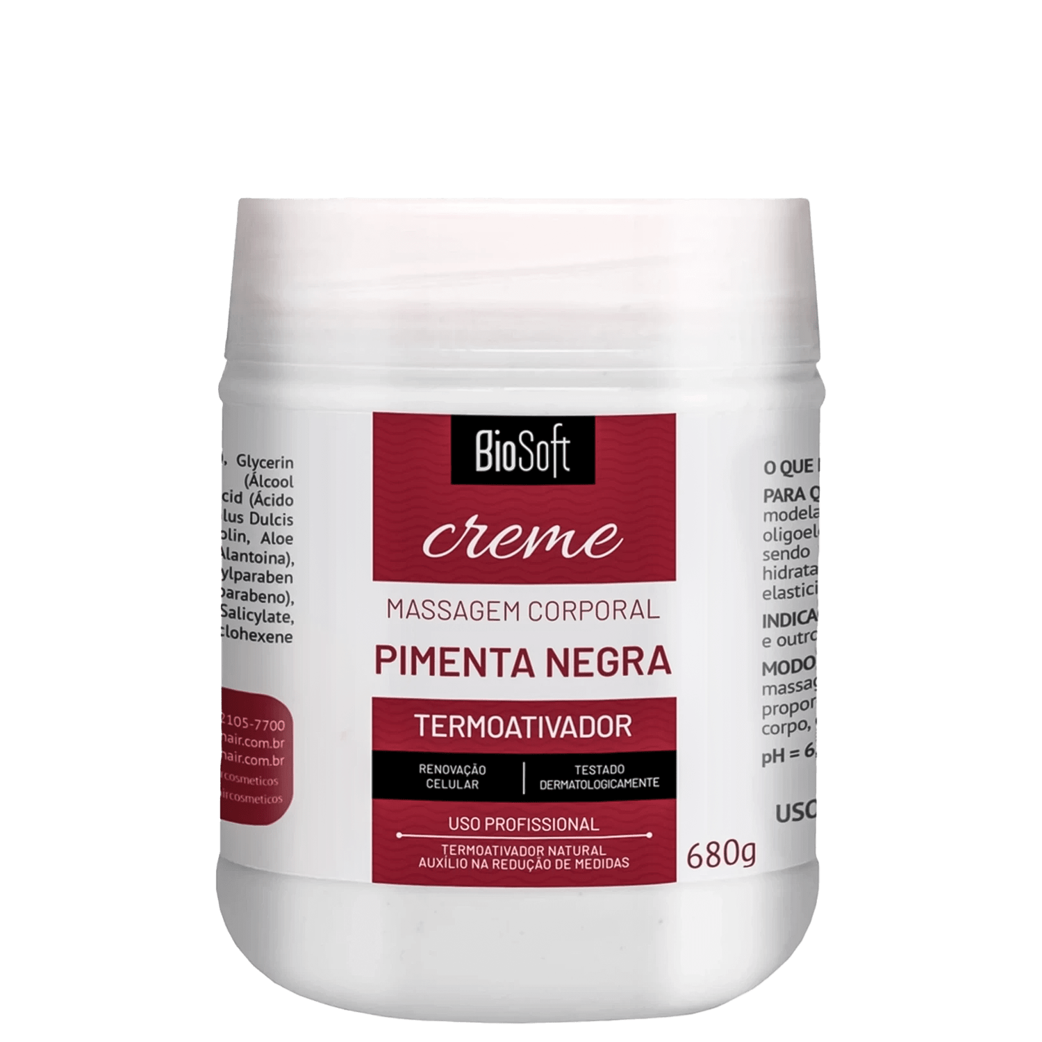 Bio Soft Pimenta Negra Termoativador - Creme de Massagem Corporal 680g