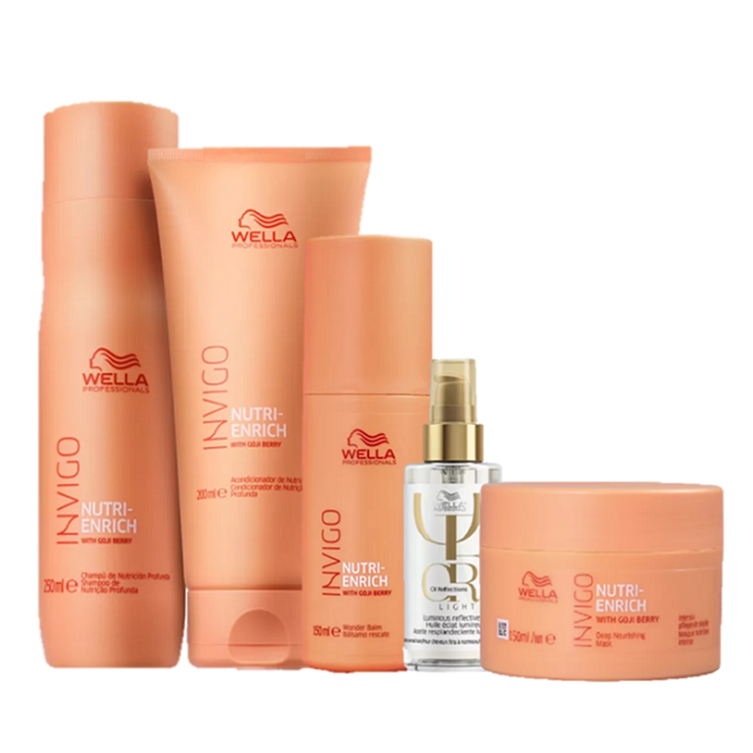 Kit Wella Professionals Invigo Nutri-Enrich & Oil Reflections Light (5 Produtos)