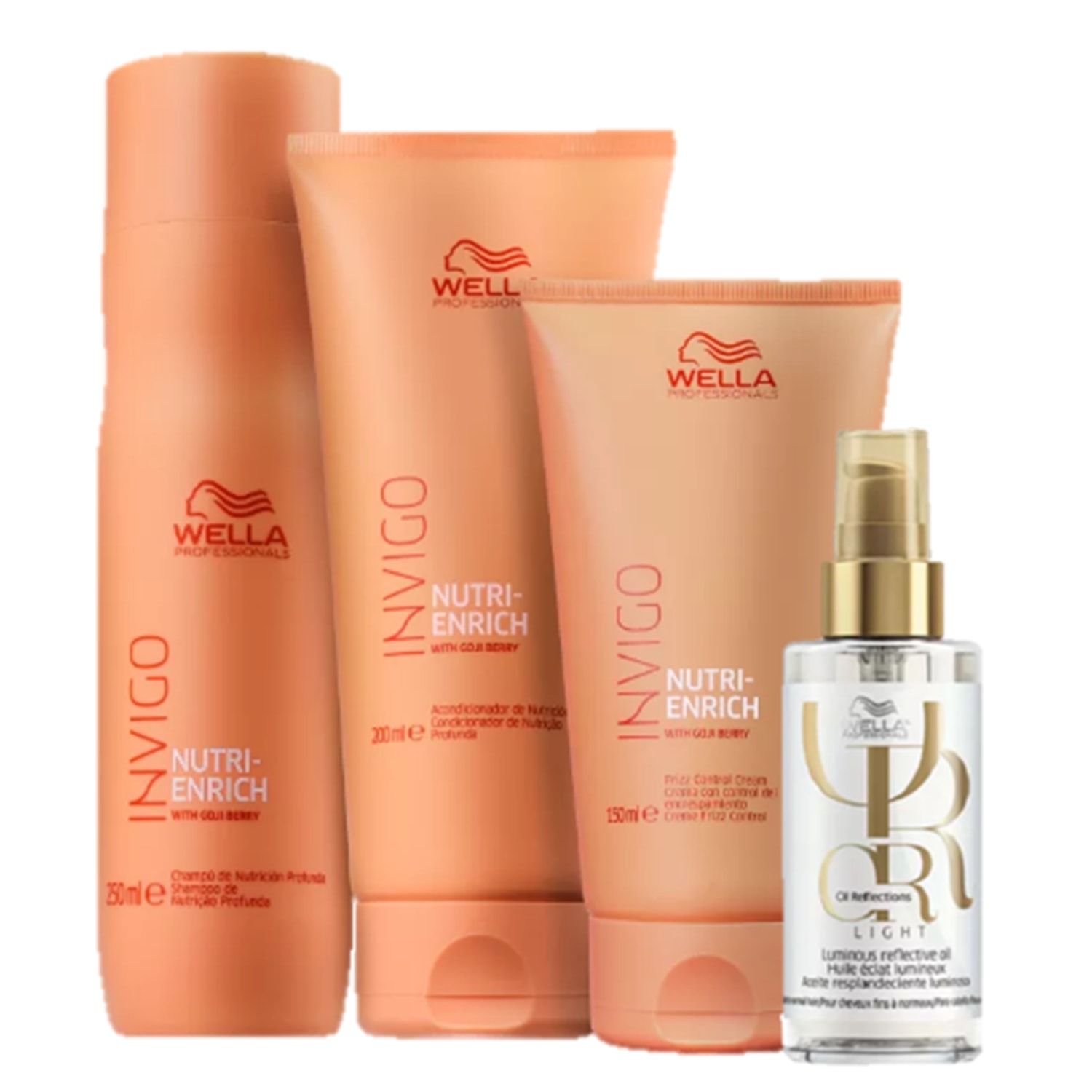 Kit Wella Professionals Invigo Nutri-Enrich & Oil Reflections Light (4 Produtos)