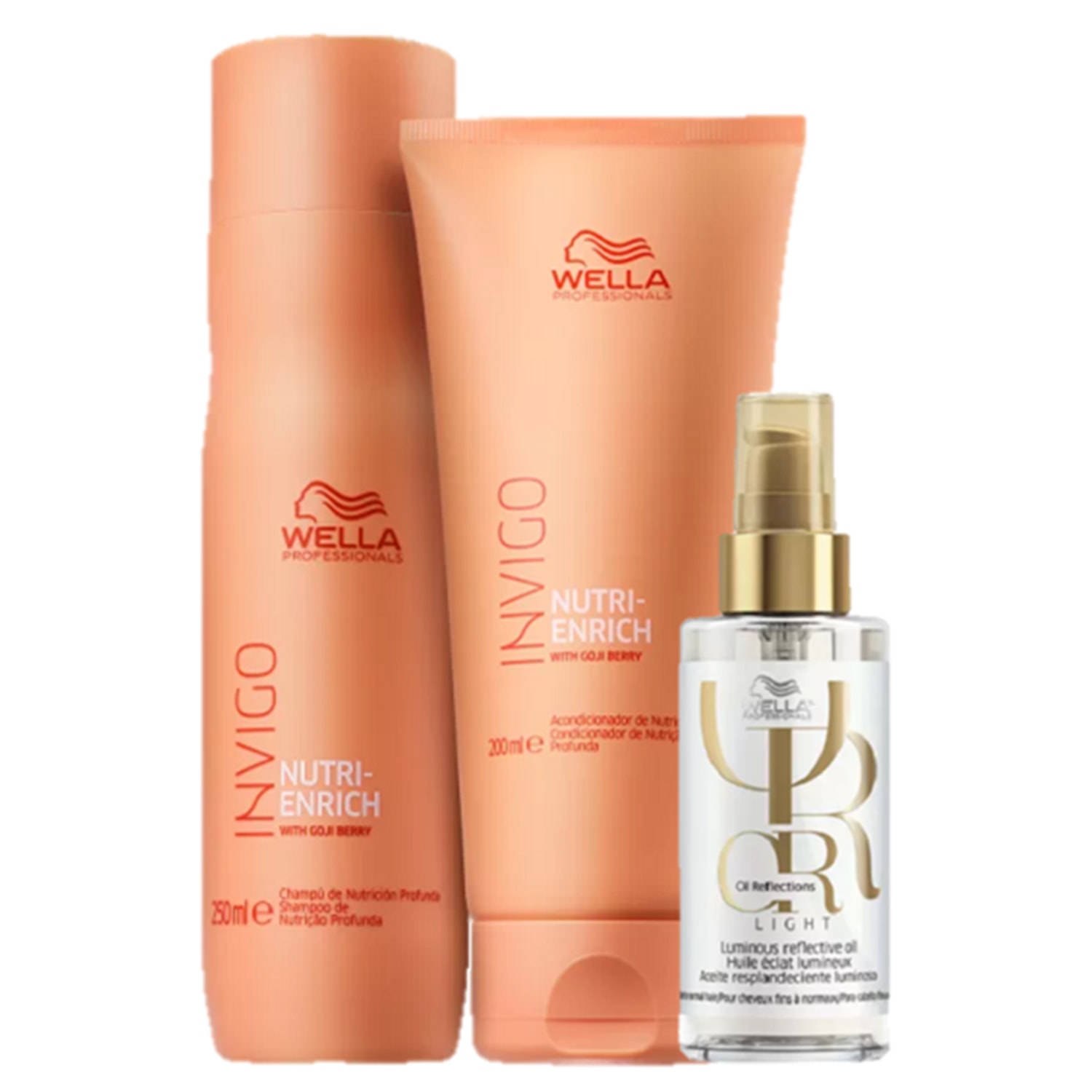 Kit Wella Professionals Invigo Nutri-Enrich & Oil Reflections Light Trio (3 Produtos)