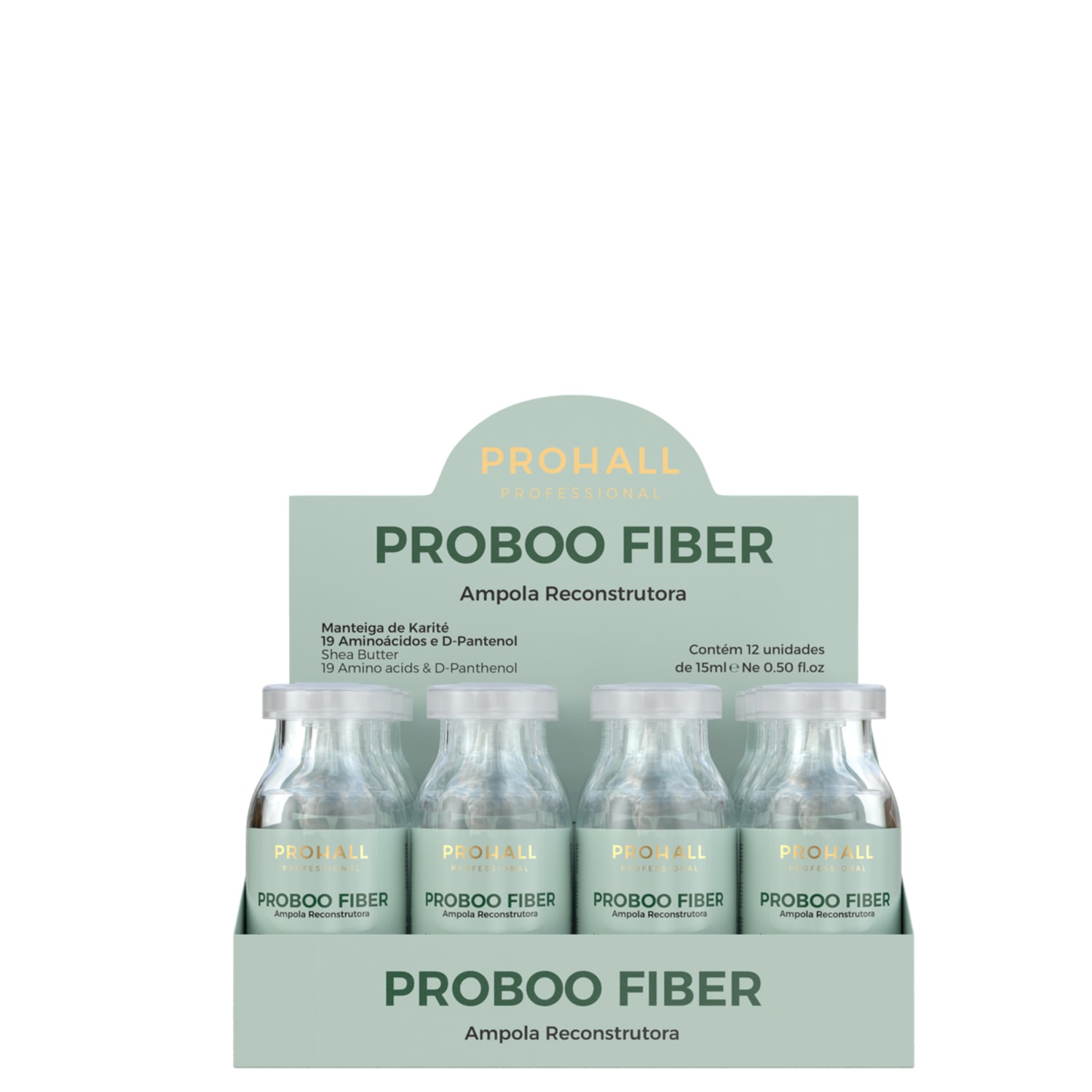 Kit Prohall Cosmetic Proboo Fiber - Ampola Capilar (12 Unidades)