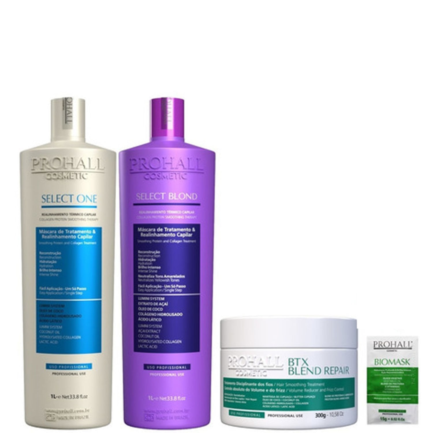 Kit Progressivas e Btx Blend Sem Formol Alisa 100% Prohall