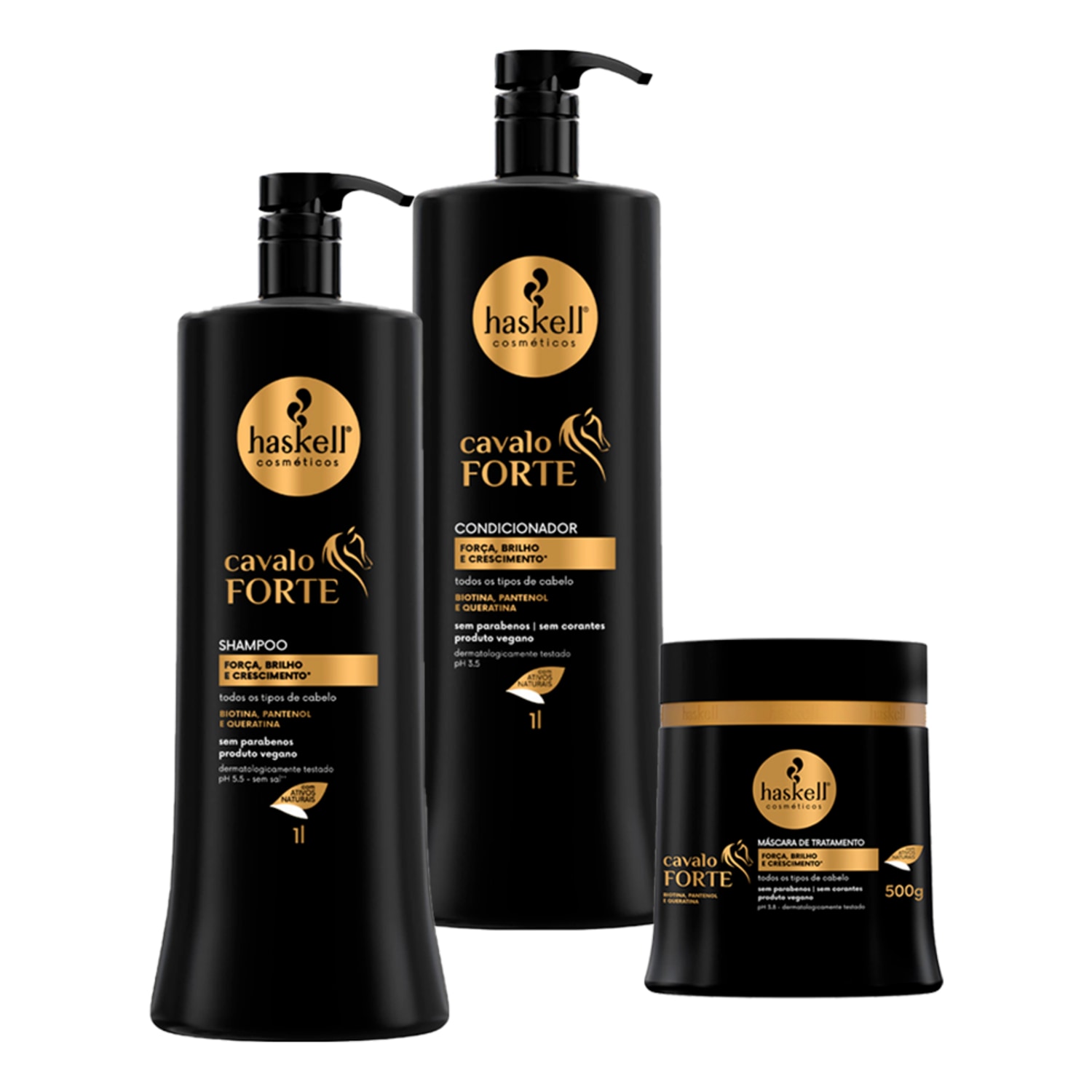 Kit Cavalo Forte Haskell Sh Condicionador 1l Máscara 500g