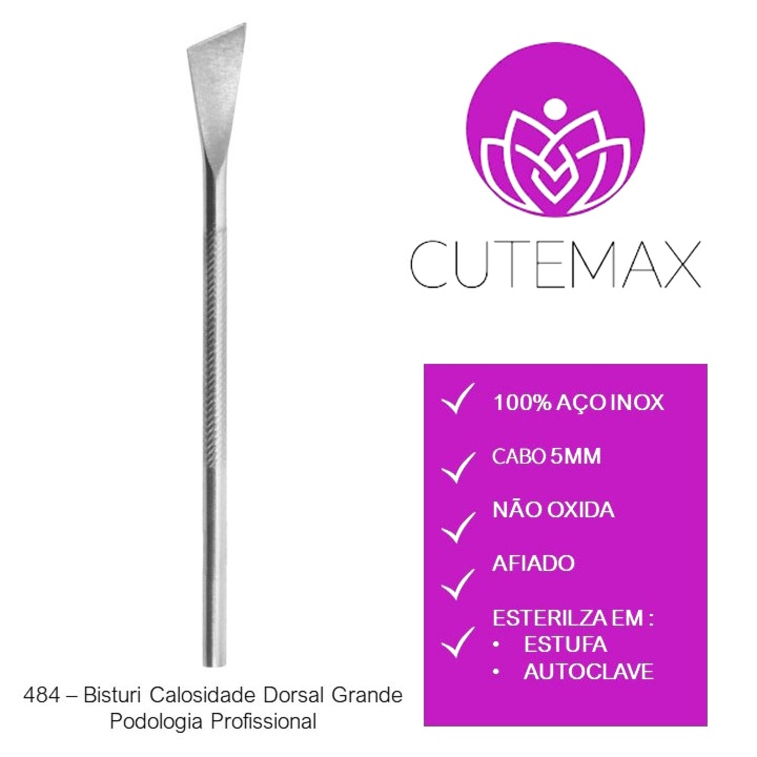 Cutemax em Aço Inox #484 - Bisturi para Calosidade Dorsal Grande