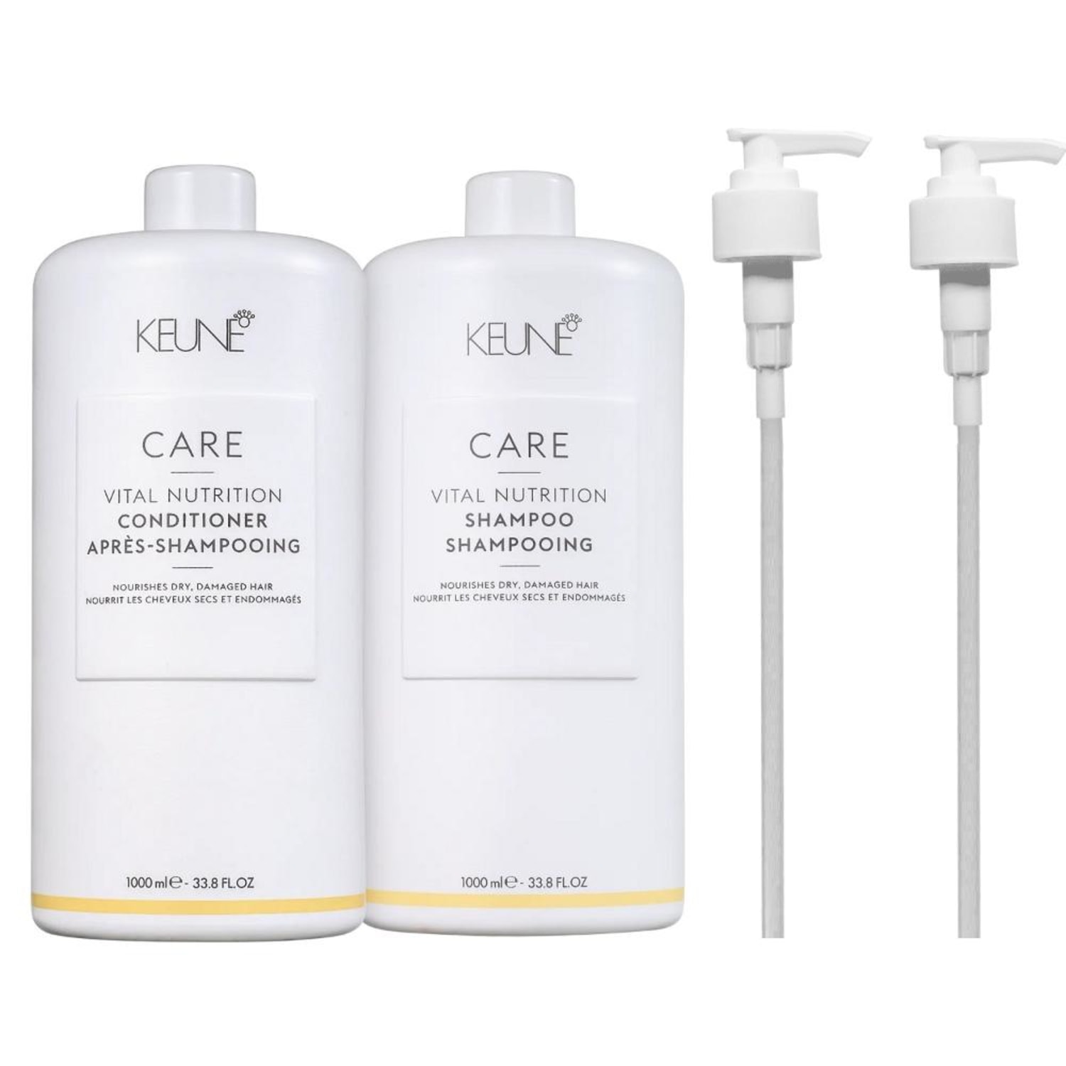 Kit Keune Care Vital Nutrition Shampoo 1000ml e Condicionador 1000ml + Válvulas Pump