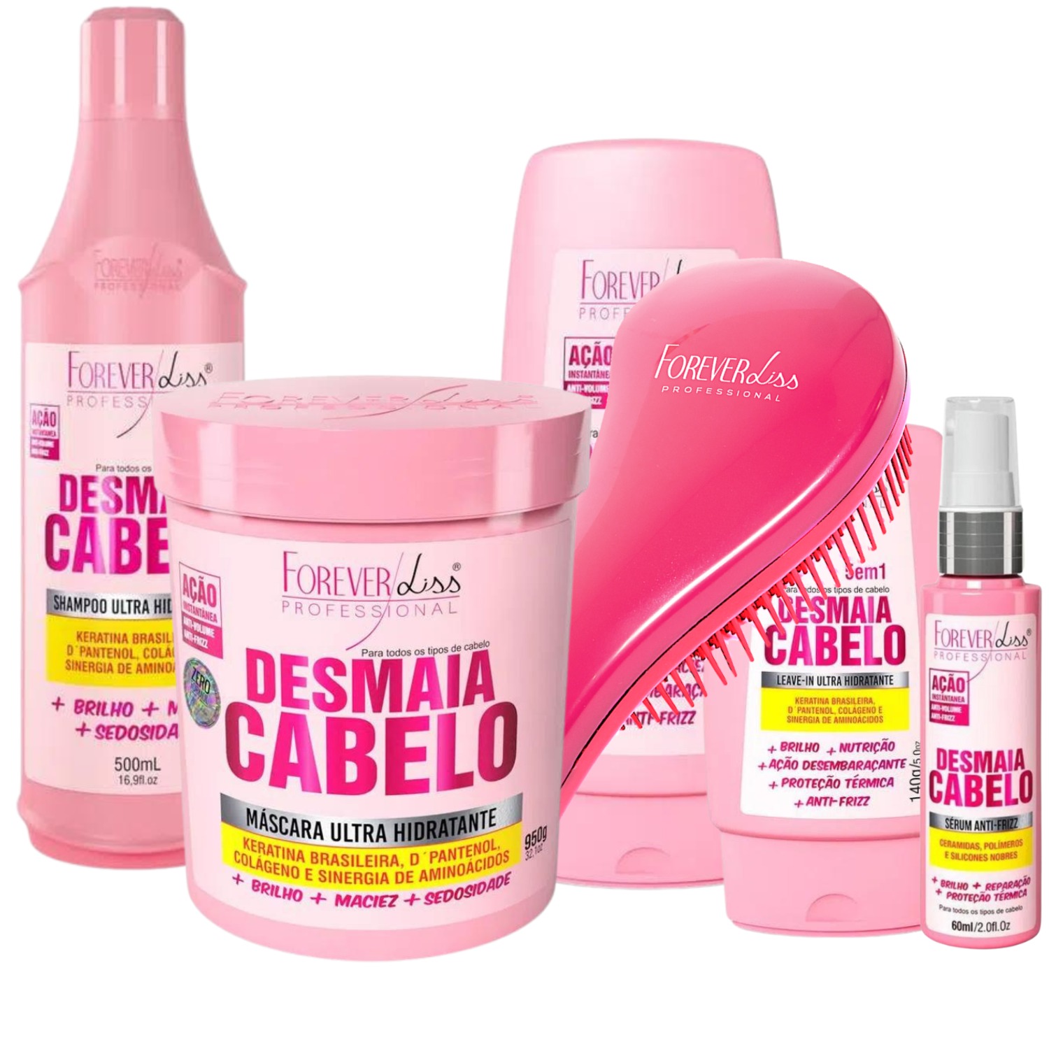 Kit Forever Liss Desmaia Cabelo e Escova Desembaraçadora