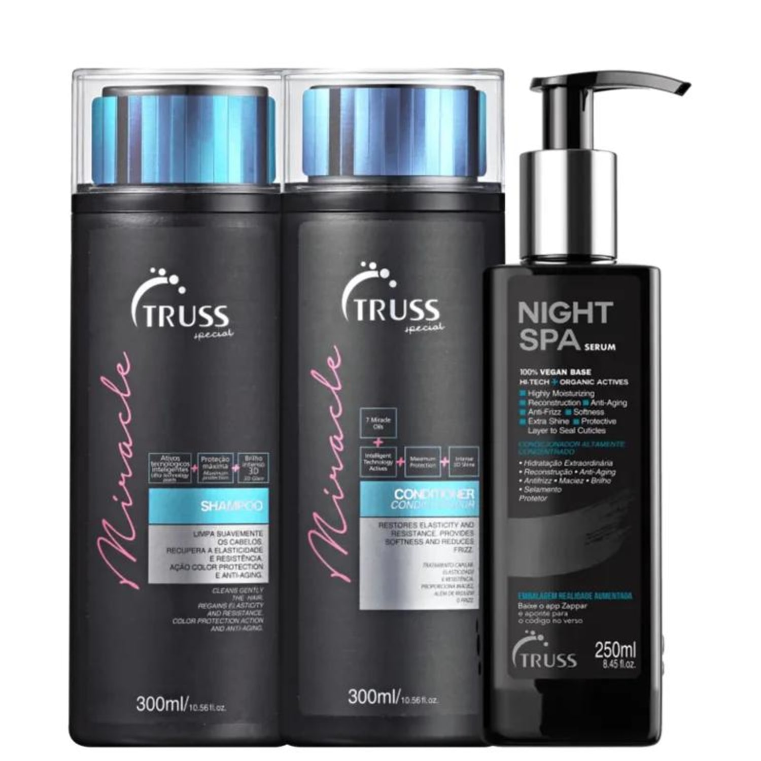 Kit Truss Miracle + Night Spa Serum (3 Produtos)