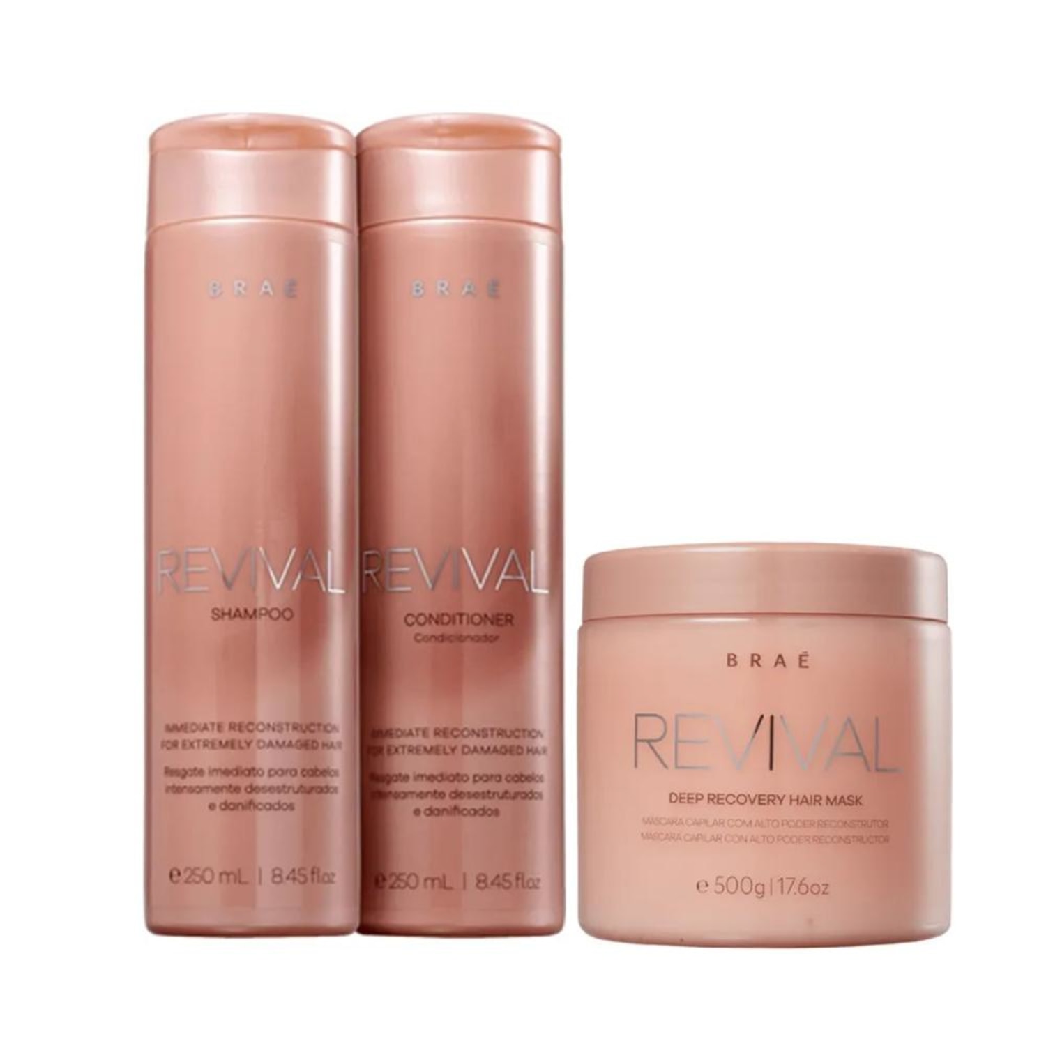 Kit Braé Revival - Shampoo 250ml + Condicionador 250ml + Máscara 500g