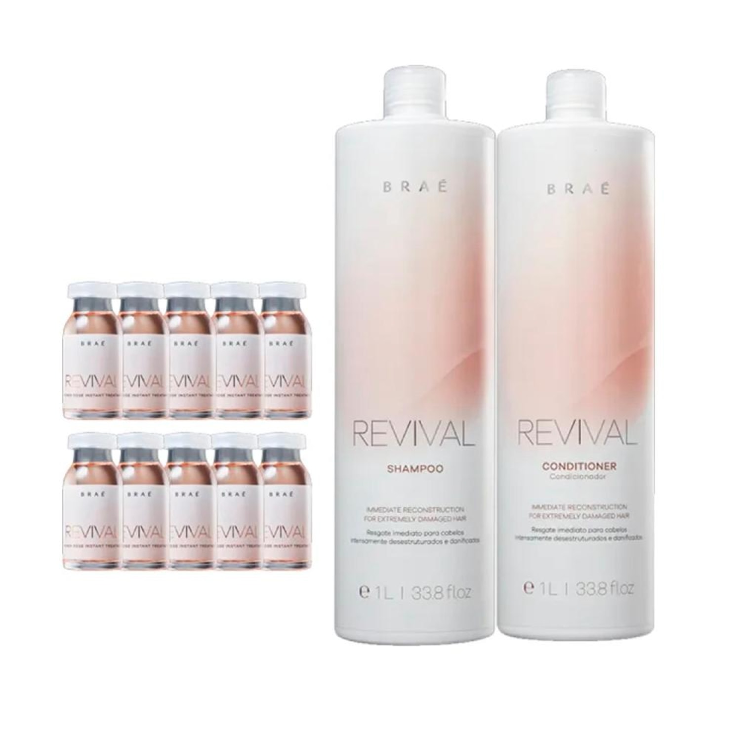 Kit Revival - Shampoo 1L + Condicionador 1L + Ampola Revival 13ml (10Unidades)