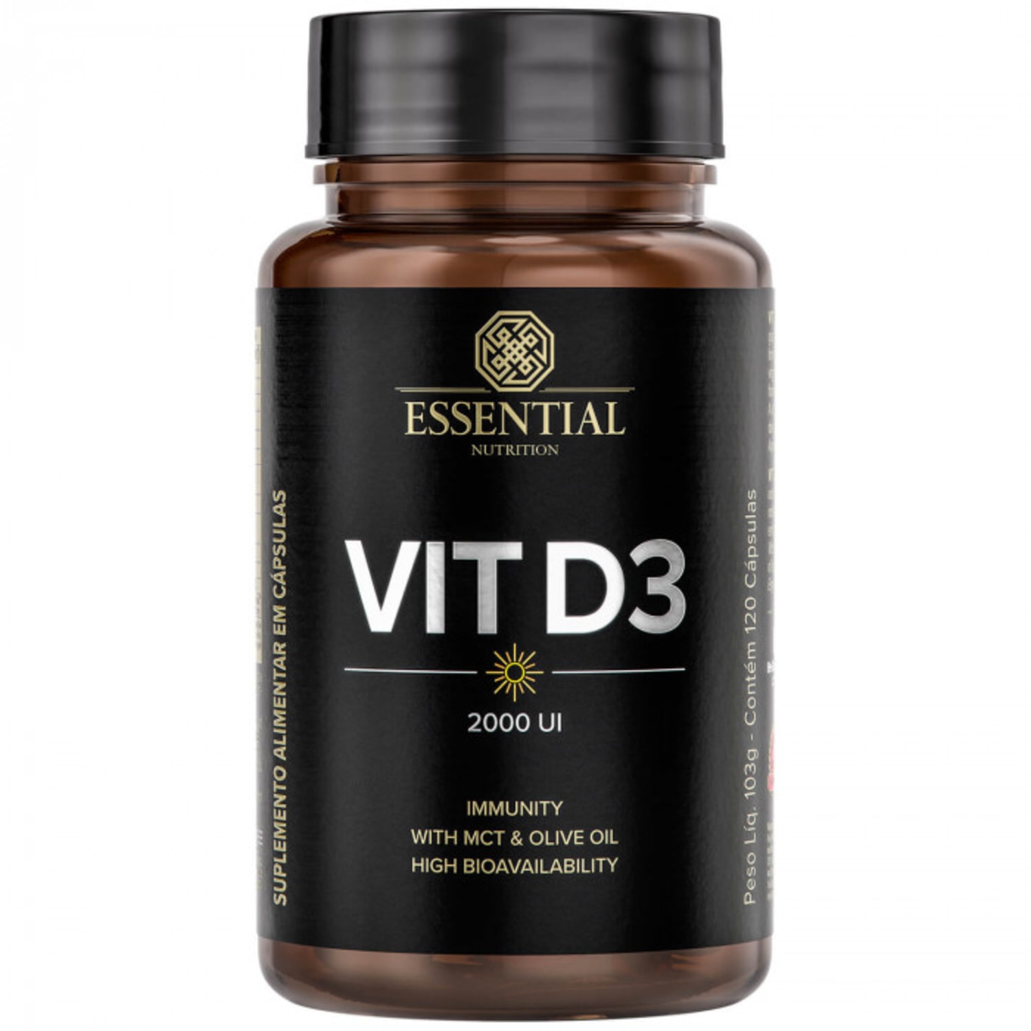Essential Nutrition VIT D3 2000 UI - Suplemento Alimentar (120 Cápsulas)