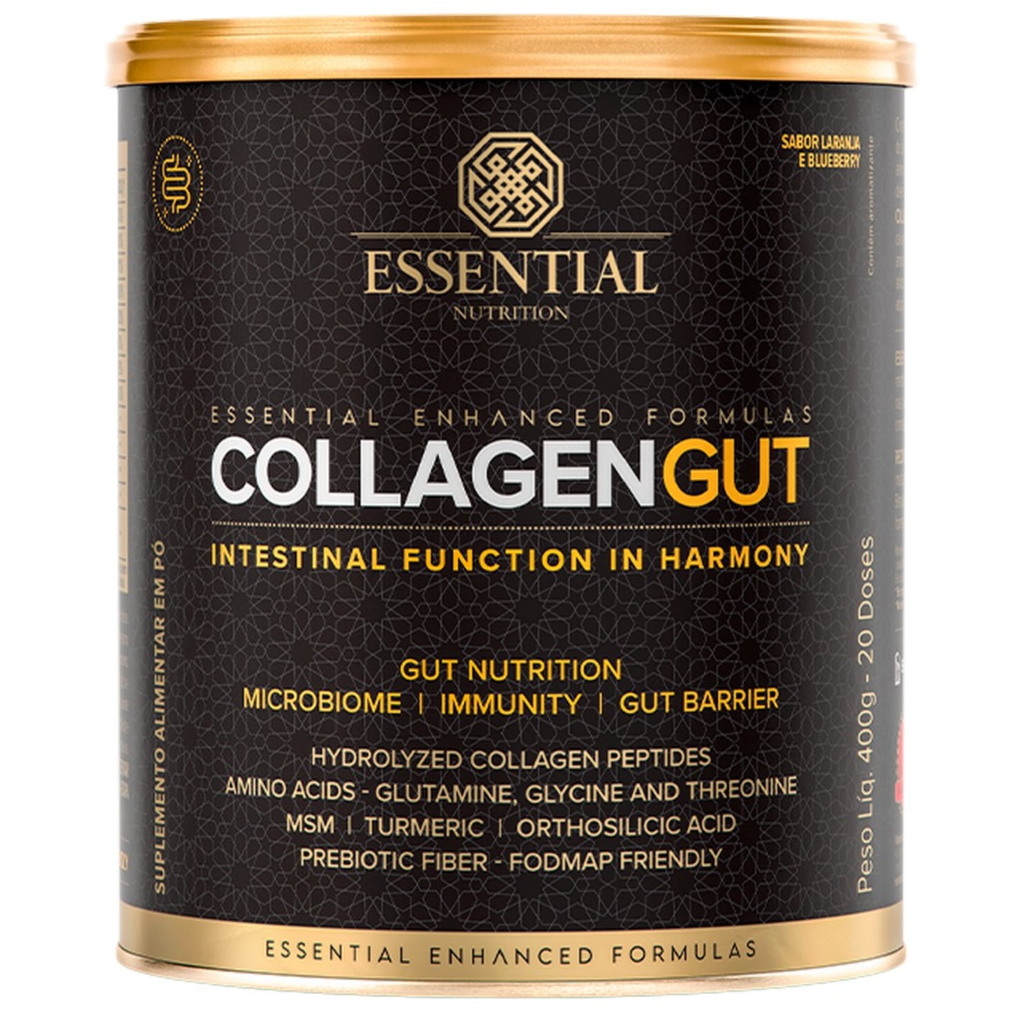 Essential Nutrition Collagen Gut Laranja e Blueberry - Suplemento Alimentar 400g