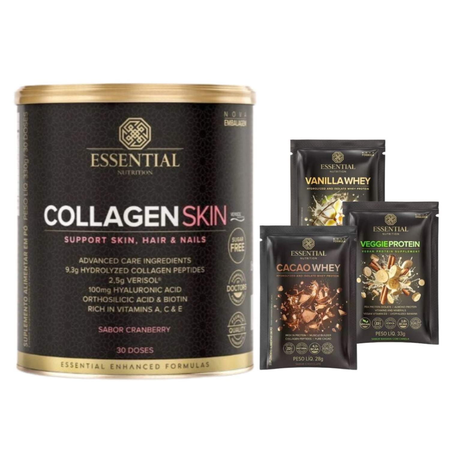 Kit Essential Nutrition Collagen Skin Cranberry Duo com Sachê (2 Produtos)